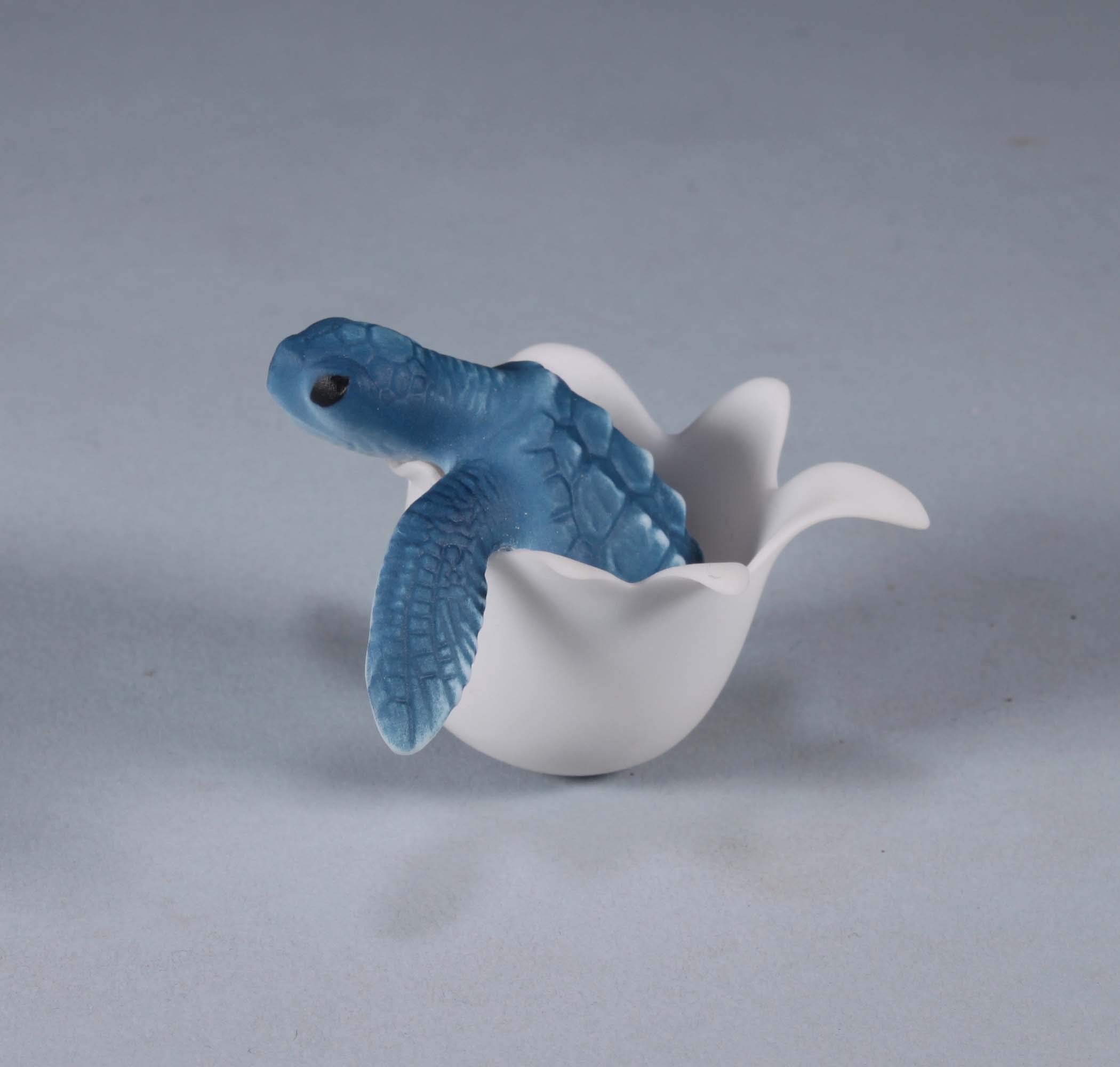 John Perry's Blue Mobile Rocking Sculpture - Tipsy Turtle Hatching from Egg | Unique Home Decor & Garden Art | Perfect for Living Room, Office Desk & Outdoor Spaces