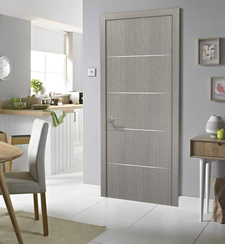 28x80 Slab Barn Door Panel - Planum 0020 Grey Oak - Modern Flush Sliding Door for Closet & Room Divider - Durable Solid Wood Construction - Perfect for Bedroom, Office & Farmhouse Style Decor