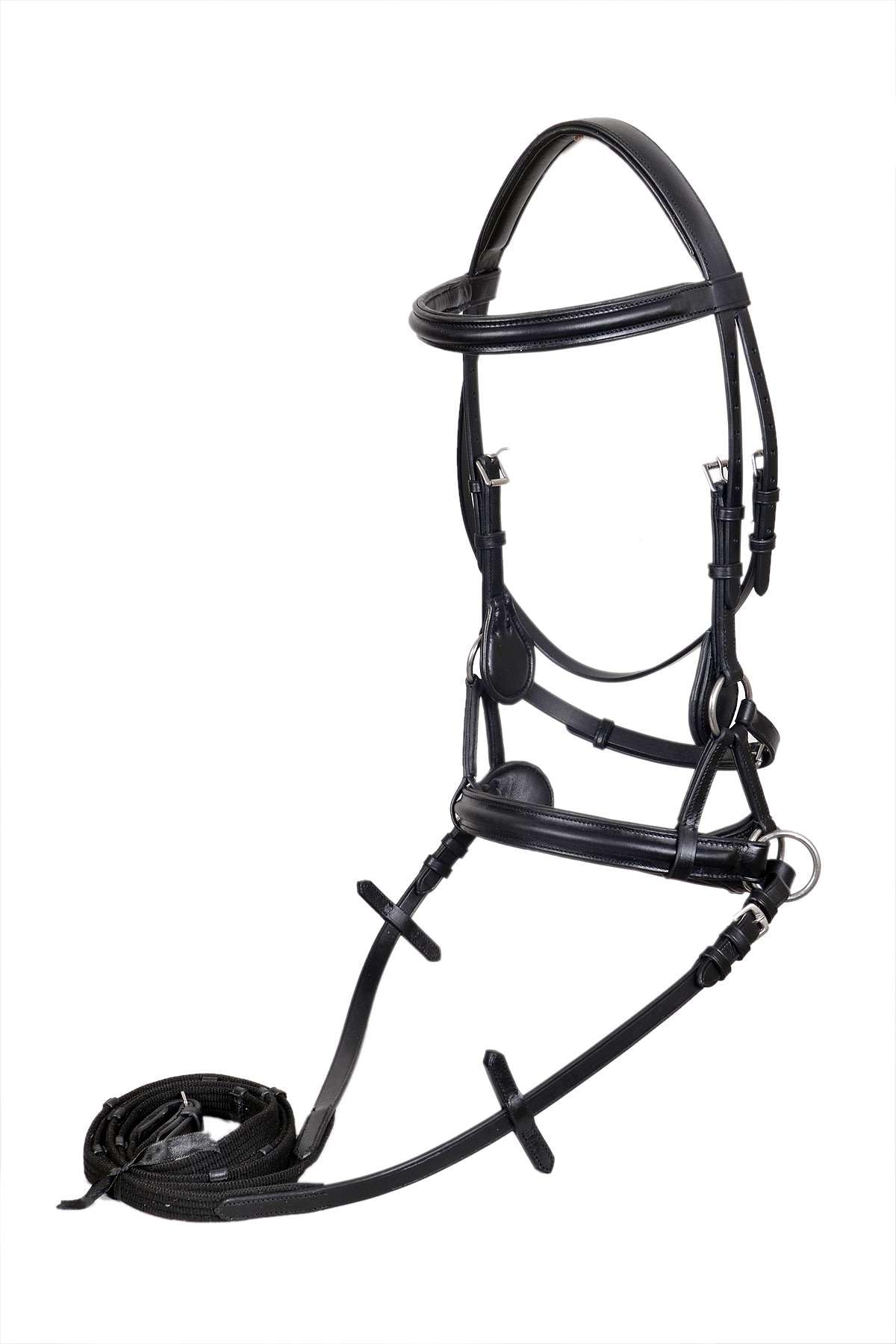 MEWATI Premium Vegetable Tanned Leather Bitless Bridle with Stainless Steel-Web Reins for Horses - English Side Pull Design | Comfortable & Durable Equestrian Equipment for Trail Riding & Dressage Training