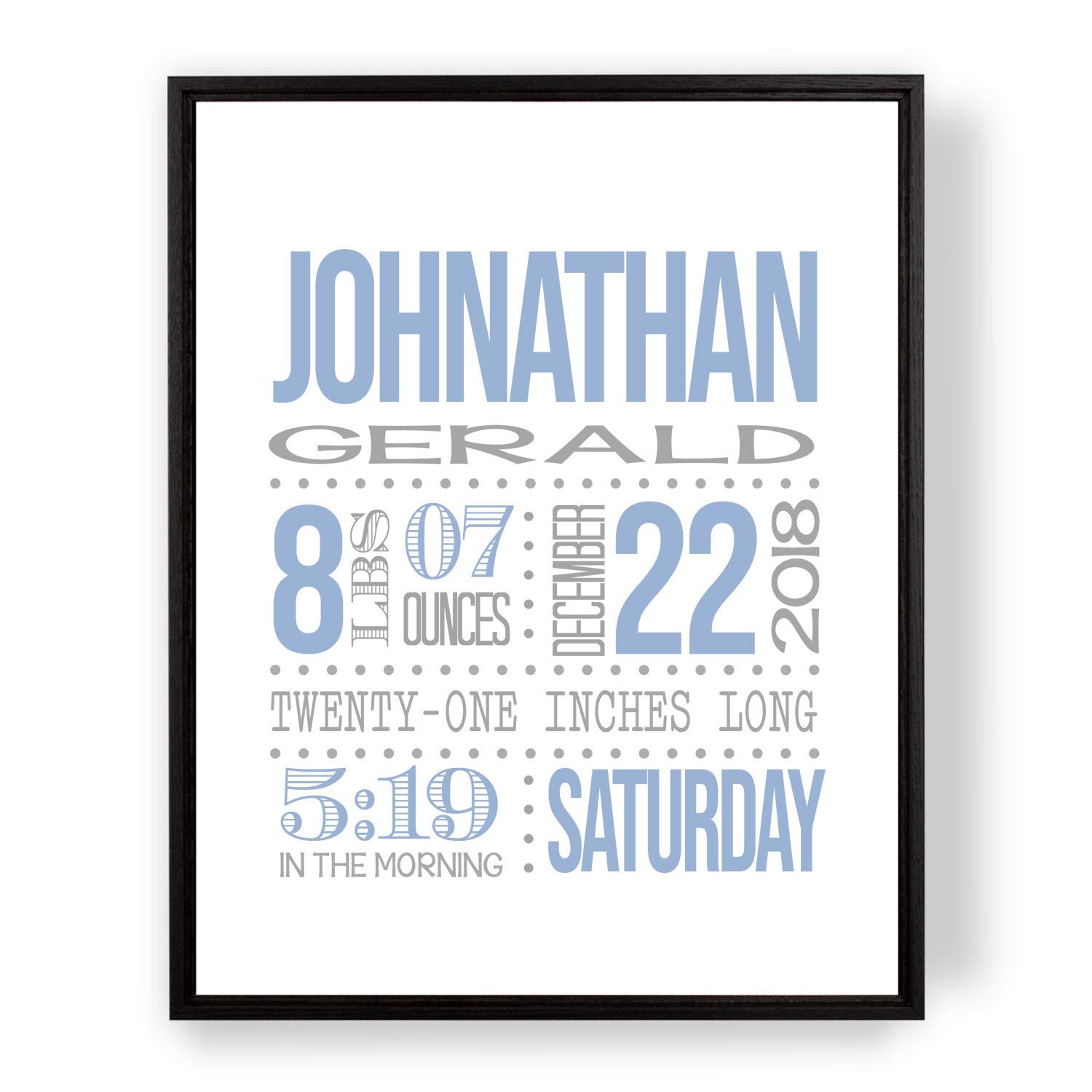 Personalized Baby Birth Stats Sign - Custom Newborn Announcement Canvas Print for Nursery Decor - Unique Boy or Girl Gift Idea - Perfect for Baby Showers & Last Minute Gifts