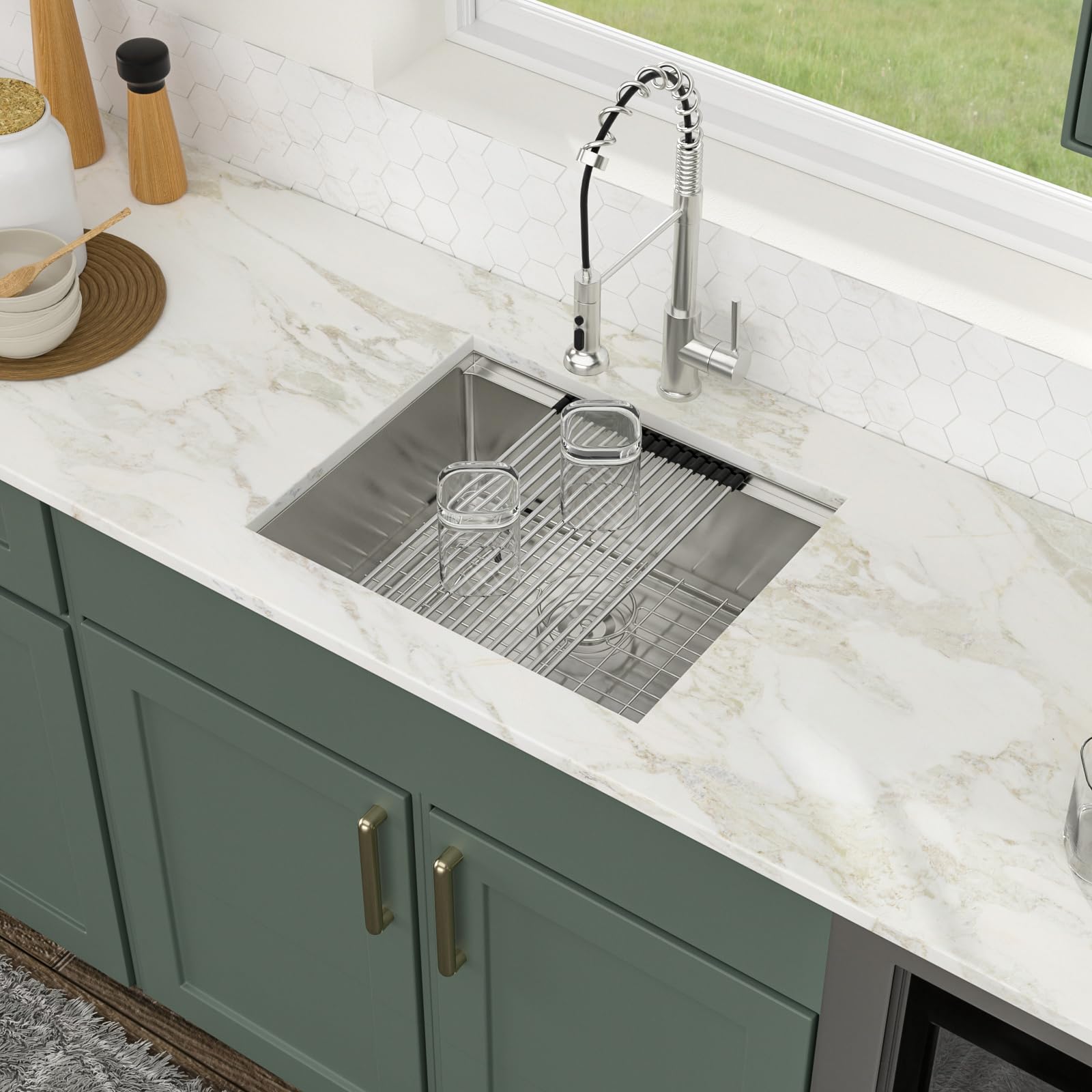 Logmey 23-Inch Undermount Bar Sink - 16 Gauge Stainless Steel Single Bowl Kitchen Sink, 23x19 Inches Under Ledge Workstation Sink for Bar Prep & Commercial Use - Perfect for Restaurants, Bars, and Home Kitchens