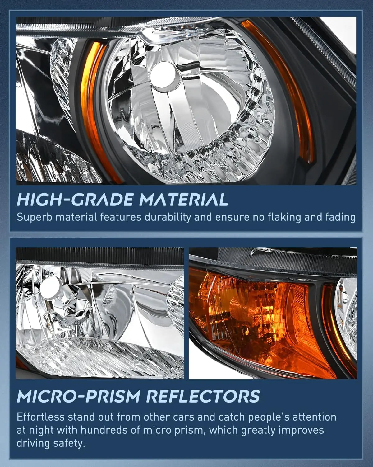 2006-2011 Honda Civic Coupe Headlight Assembly - Black Housing, Amber Reflector, Clear Lens for Improved Night Driving & Style Upgrade