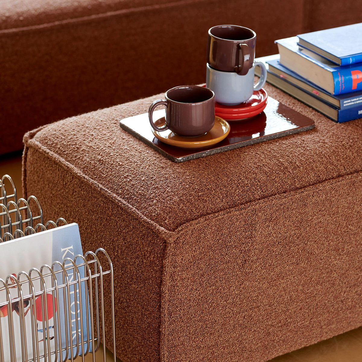 Daphne Boucle Footrest - Soft Plush Ottoman Pouf for Living Room, Bedroom & Office - Comfortable Foot Stool with Modern Design for Relaxing, Reading & Decor