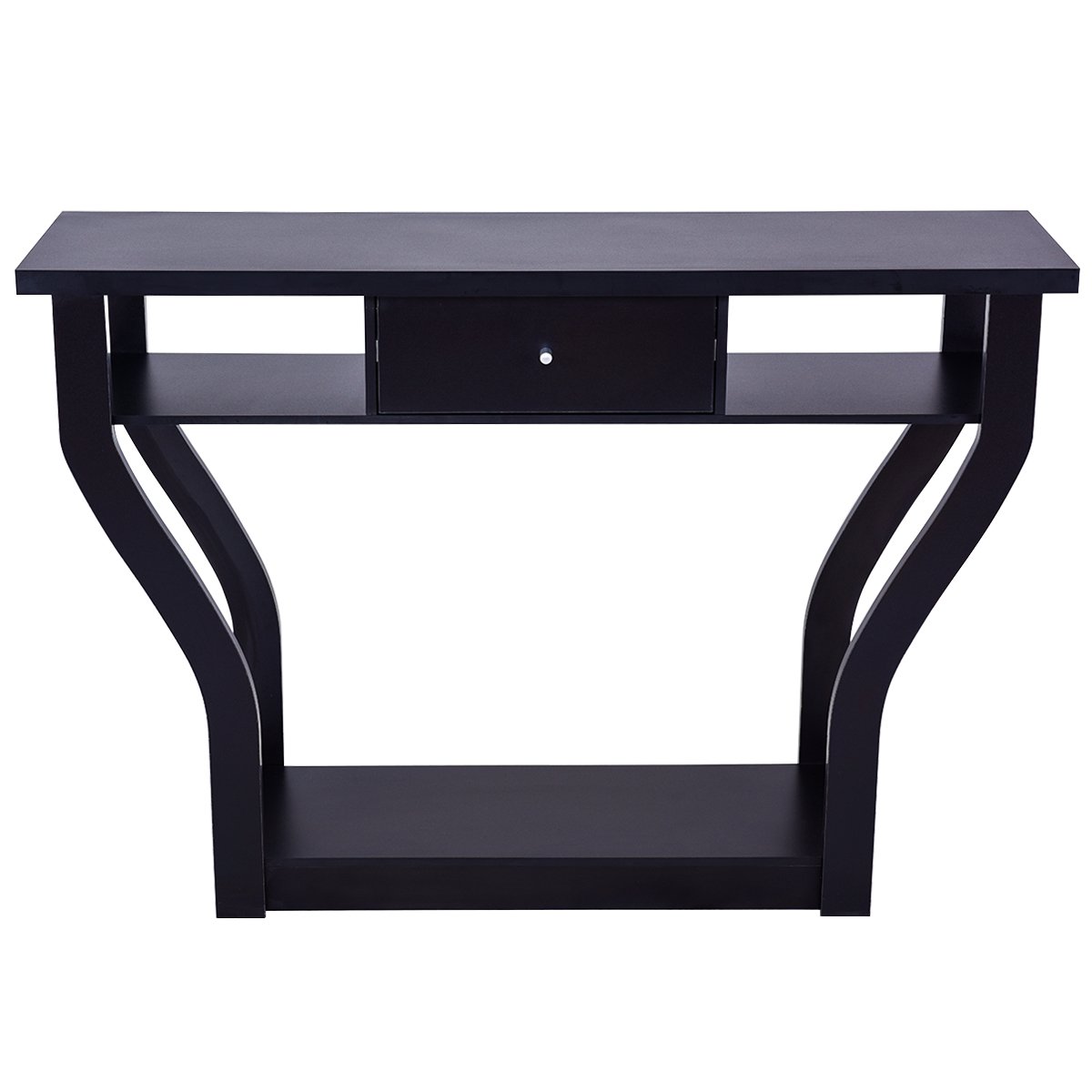 Giantex Narrow Console Table with Storage Drawer & Shelf - Entryway Hall Table, Sofa Side Table for Small Spaces - Black Home Office & Living Room Furniture for Modern Decor