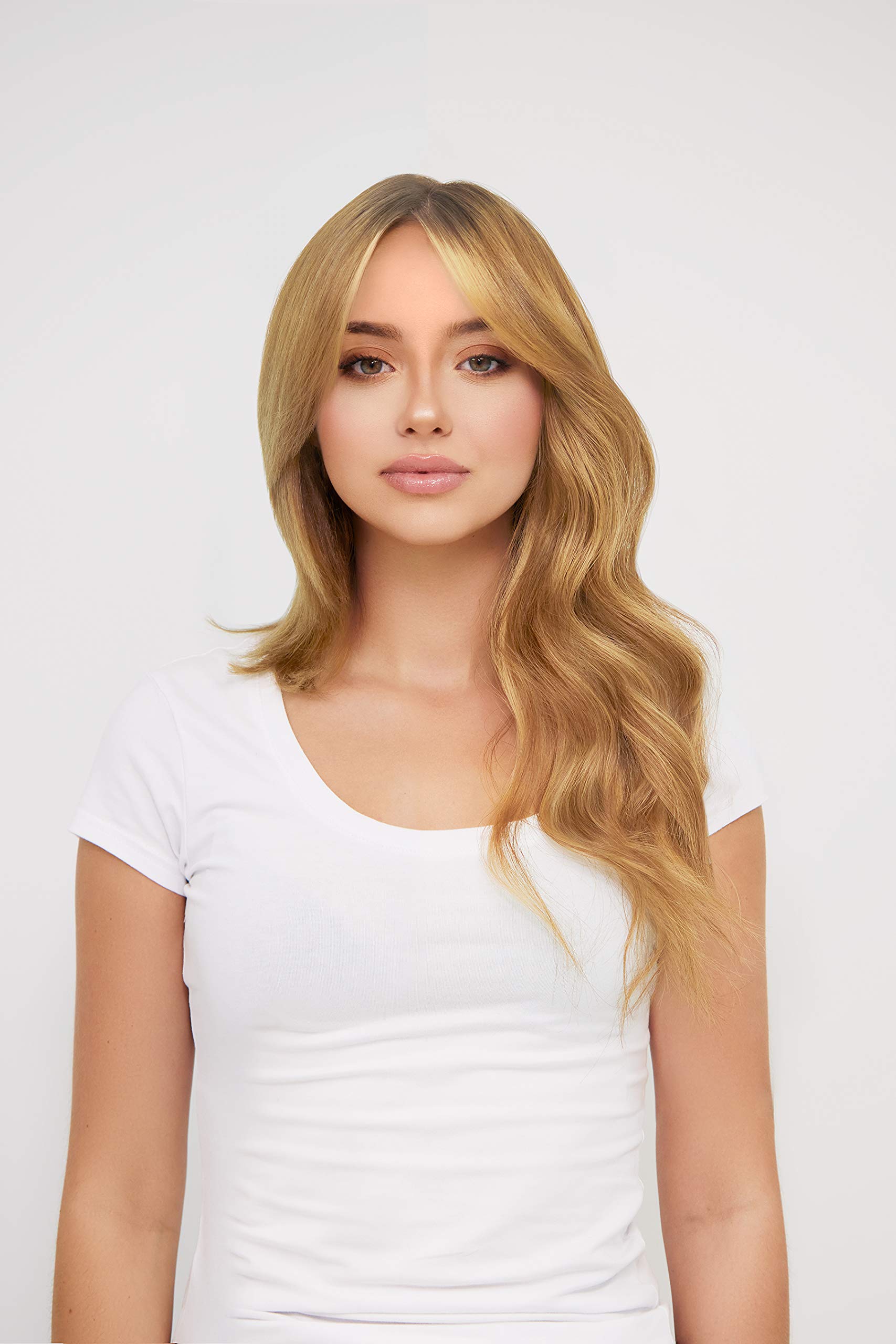 NINFAS 100% Virgin Cuticle Remy Human Hair Tape-In Extensions - Gold Line, #8 Light Golden Blonde, 22 Inch, 20 Pieces | Seamless Blending for Volume & Length | Perfect for Weddings, Parties & Daily Styling
