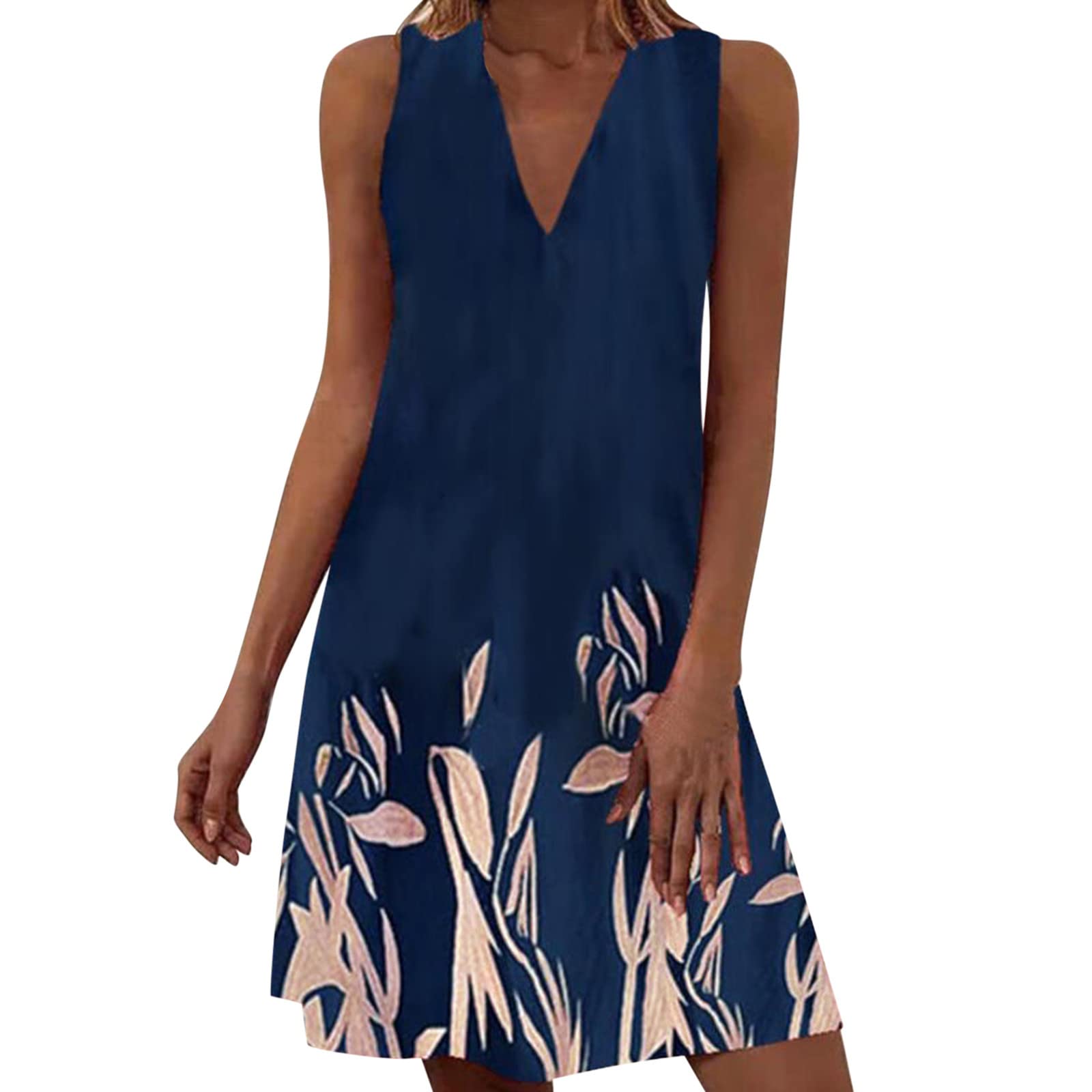 Women's Floral Boho Sundress - Casual Sleeveless Loose Tank Swing Dress for Summer | Perfect for Beach Vacations, Picnics & Outdoor Parties