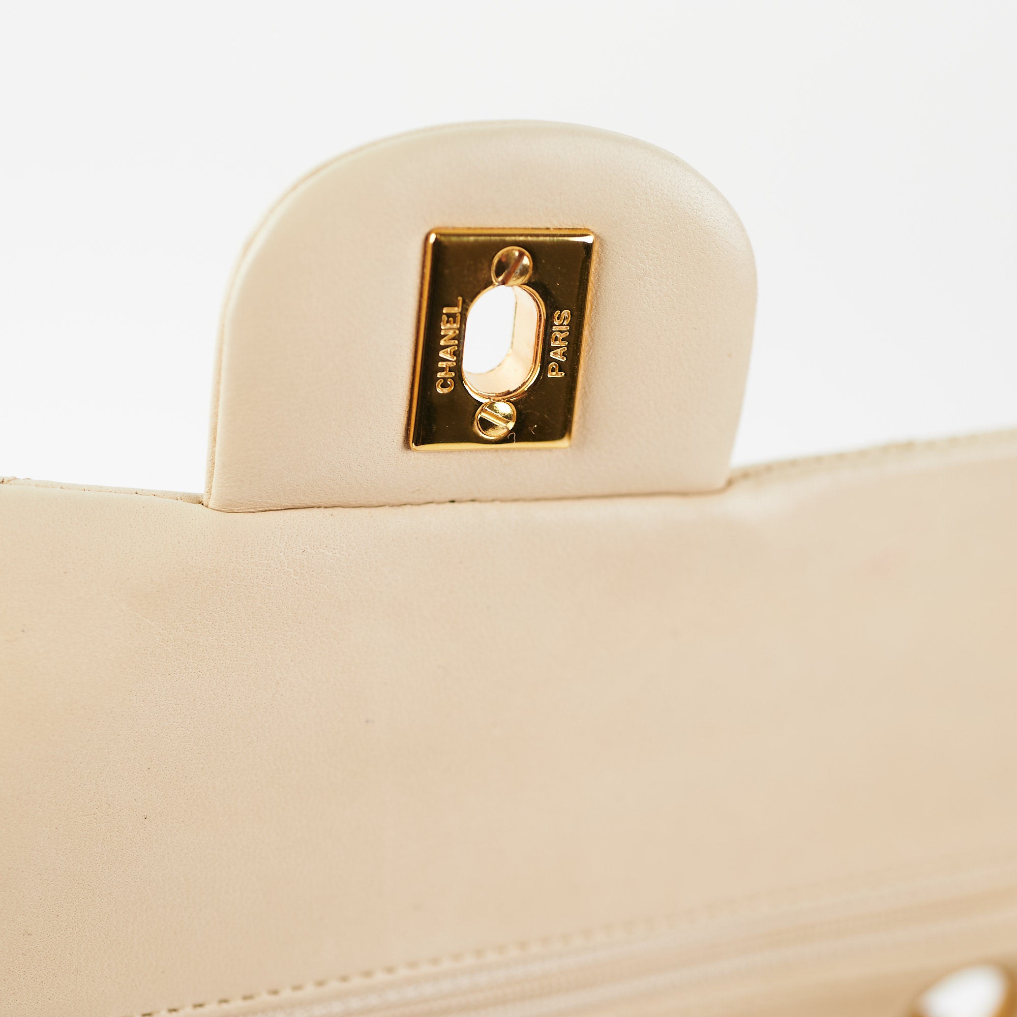 Vintage Chanel Small Double Flap Bag in Beige Lambskin Leather - Perfect for Date Night & Special Occasions