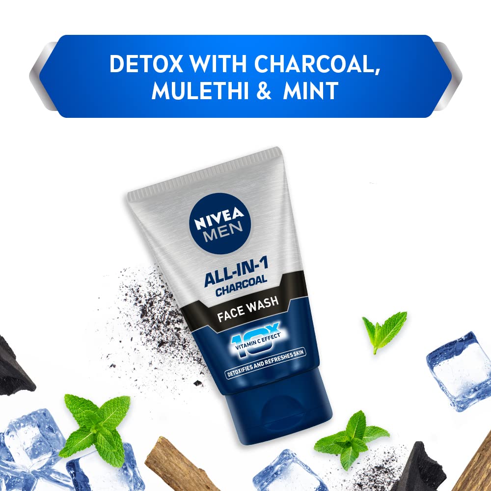 Nivea Men All In 1 Face Wash 100ml - Deep Cleansing & Hydrating Facial Cleanser for Men - Daily Skincare Routine for Oily & Dry Skin