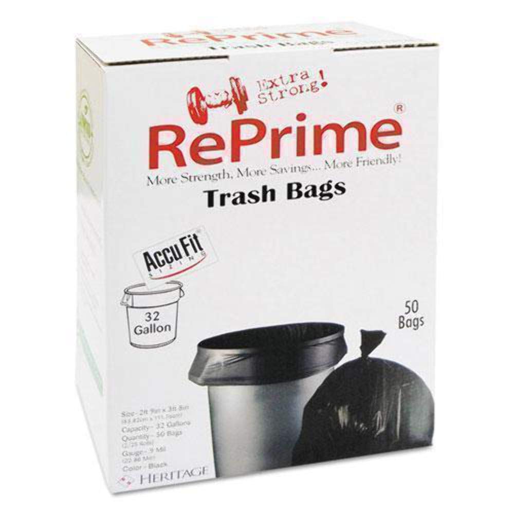 Heritage Accufit Reprime 32 Gallon Trash Bags - Heavy Duty Can Liners for Kitchen, Office & Outdoor Use