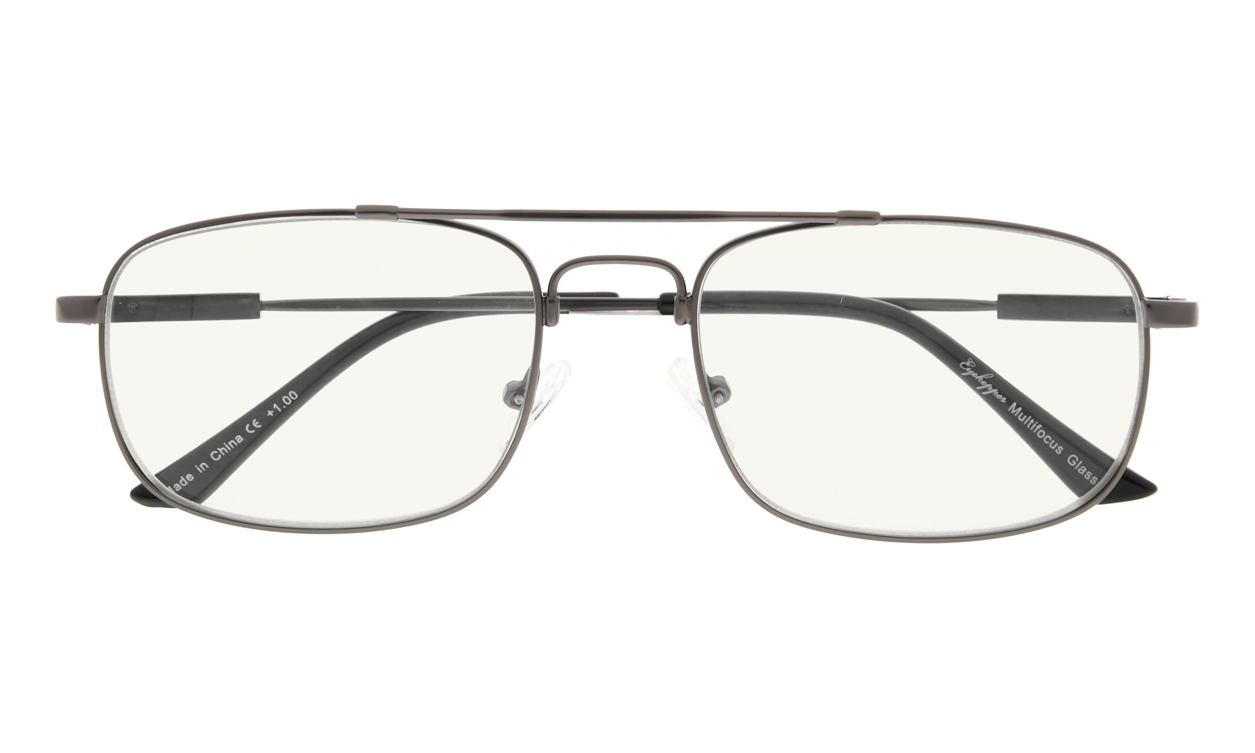 BFOCO Progressive Multifocus Reading Glasses for Women & Men - Blue Light Blocking Computer Glasses with Spring Hinge (Gunmetal, +2.00) - Perfect for Office Work, Reading & Screen Time