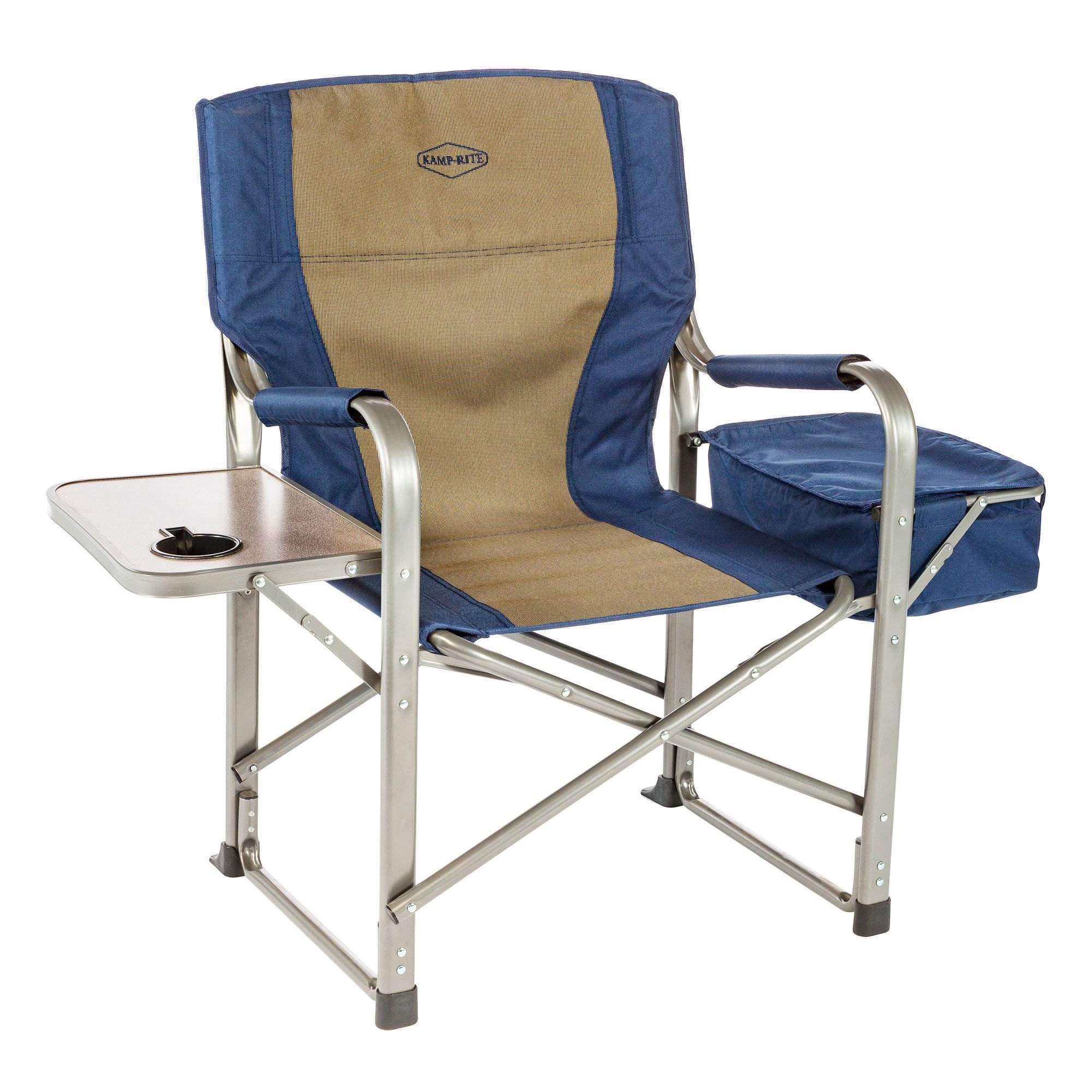Kamp-Rite Camp Folding Director's Chair with Side Table & Cooler (4 Pack) - Portable Outdoor Seating for Camping, Beach, Backyard & Tailgating Parties