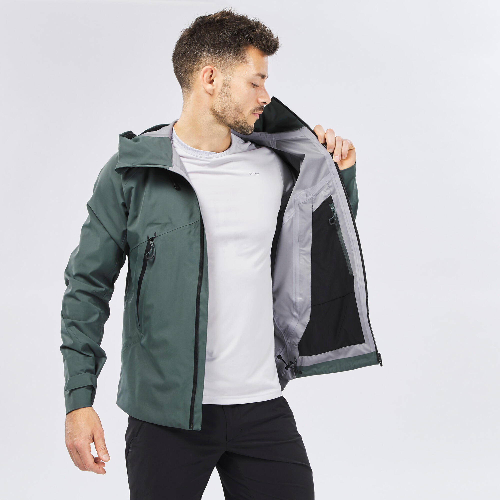 Quechua Men's MH500 Lightweight Waterproof Hiking Jacket - Outdoor Trekking, Camping & Mountain Climbing Gear