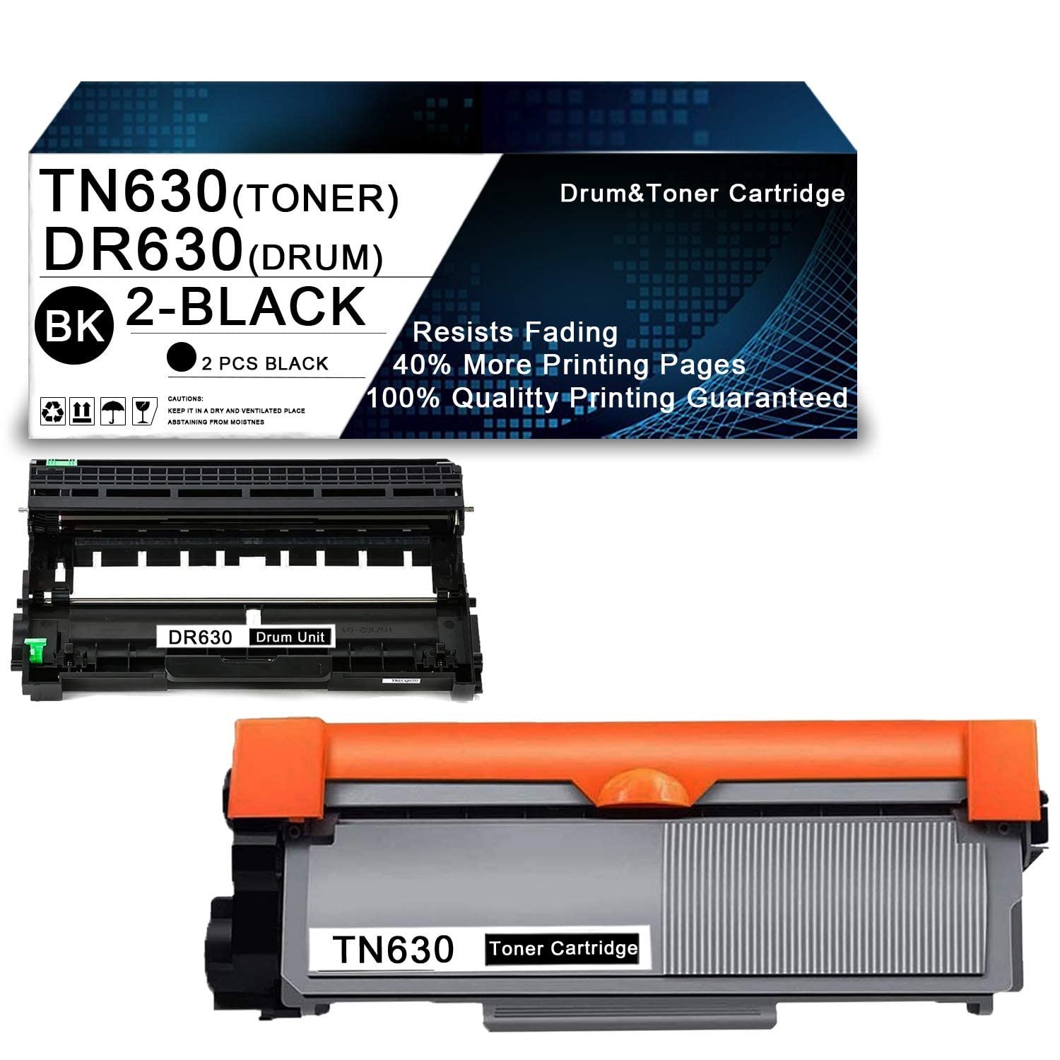 Brother DR630 Drum & TN630 Toner Combo - Compatible with HL-L2300D/HL-L2340DW Printers for Home/Office Use