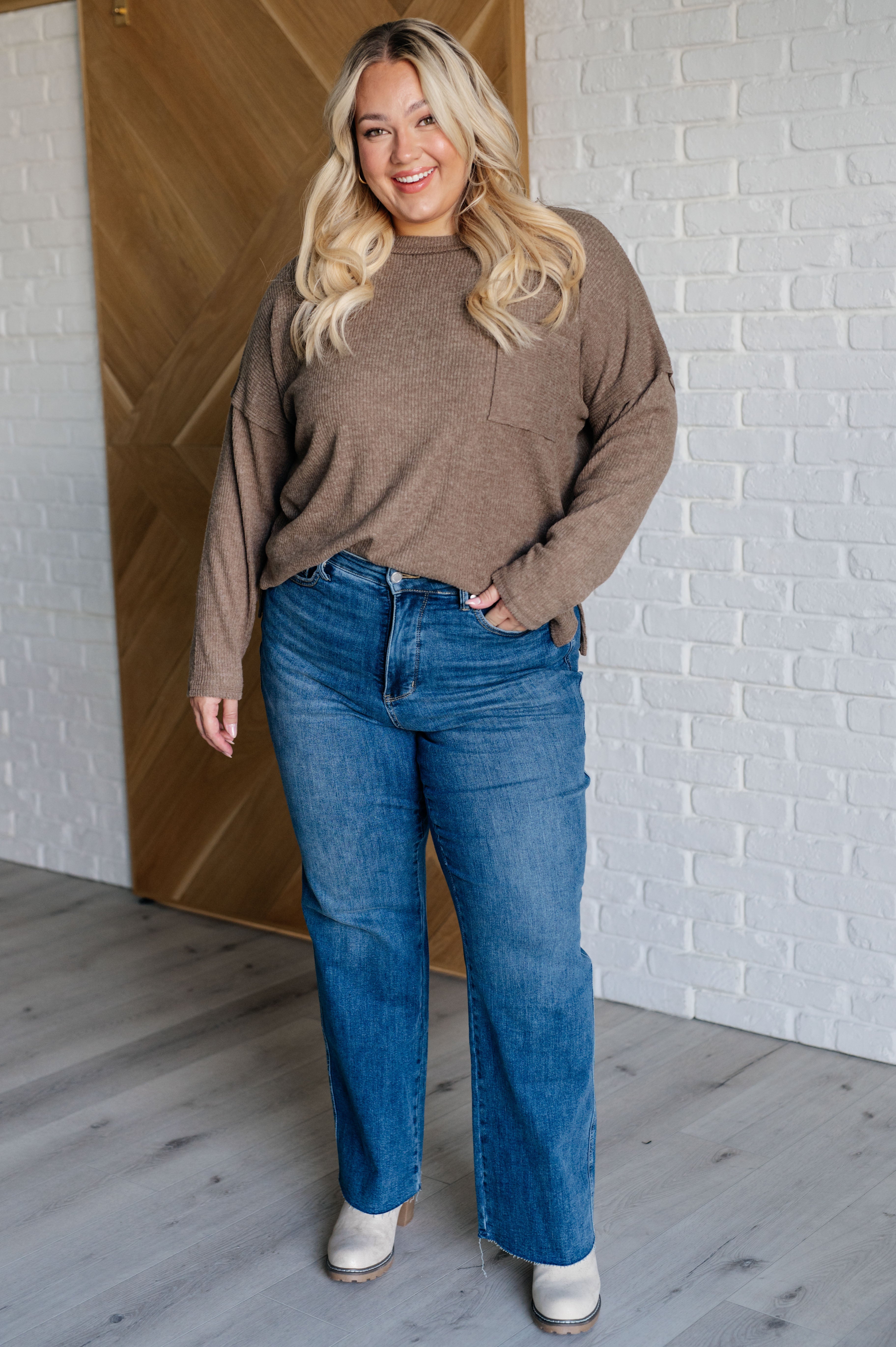 Casual Tuesday Ribbed Knit Sweater Women's Mocha Brown Pullover - Cozy Fall & Winter Fashion for Office, Date Night and Weekend Outings
