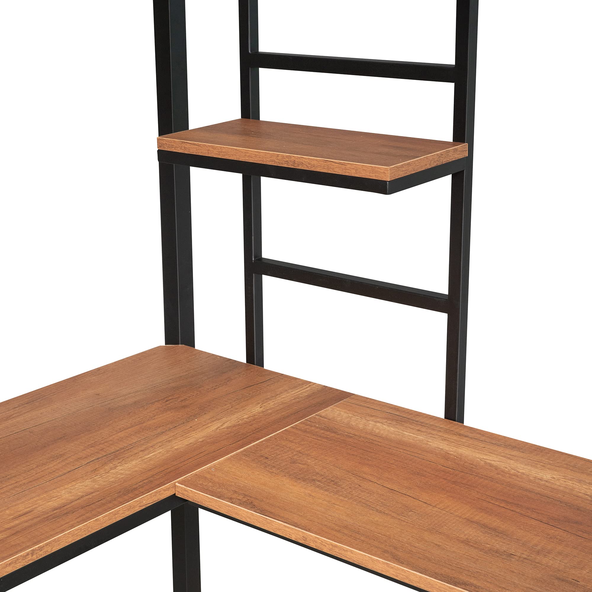 P PURLOVE Twin Loft Bed with Desk & Shelves - Sturdy Metal Frame, No Box Spring Required - Space-Saving Black Loft Bed for Kids & Teens - Perfect for Small Bedrooms, Dorms & Studio Apartments