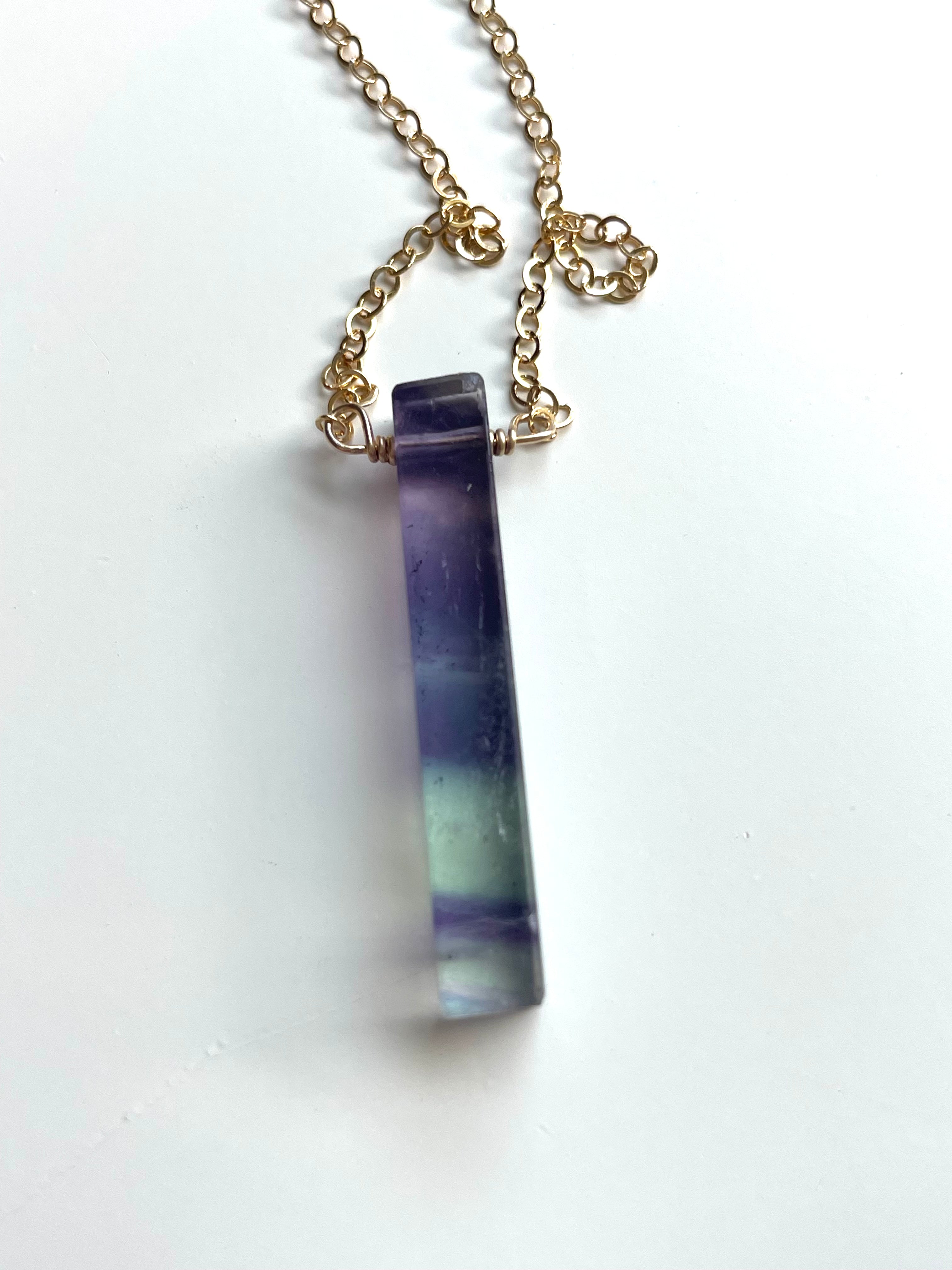 Natural Fluorite Crystal Pendant Necklace for Women – Healing Stone Jewelry for Energy Balance & Stress Relief | Perfect for Meditation, Yoga & Spiritual Gifts