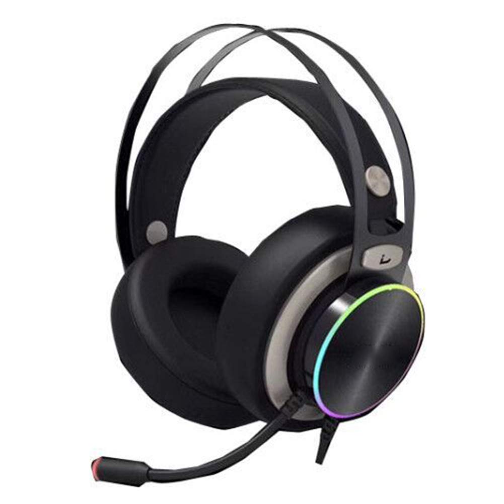 XWZ 7.1 Surround Sound Gaming Headset with Noise Canceling Mic & RGB Lights - USB PC Gaming Headphones for Immersive Gameplay, Online Meetings & Streaming