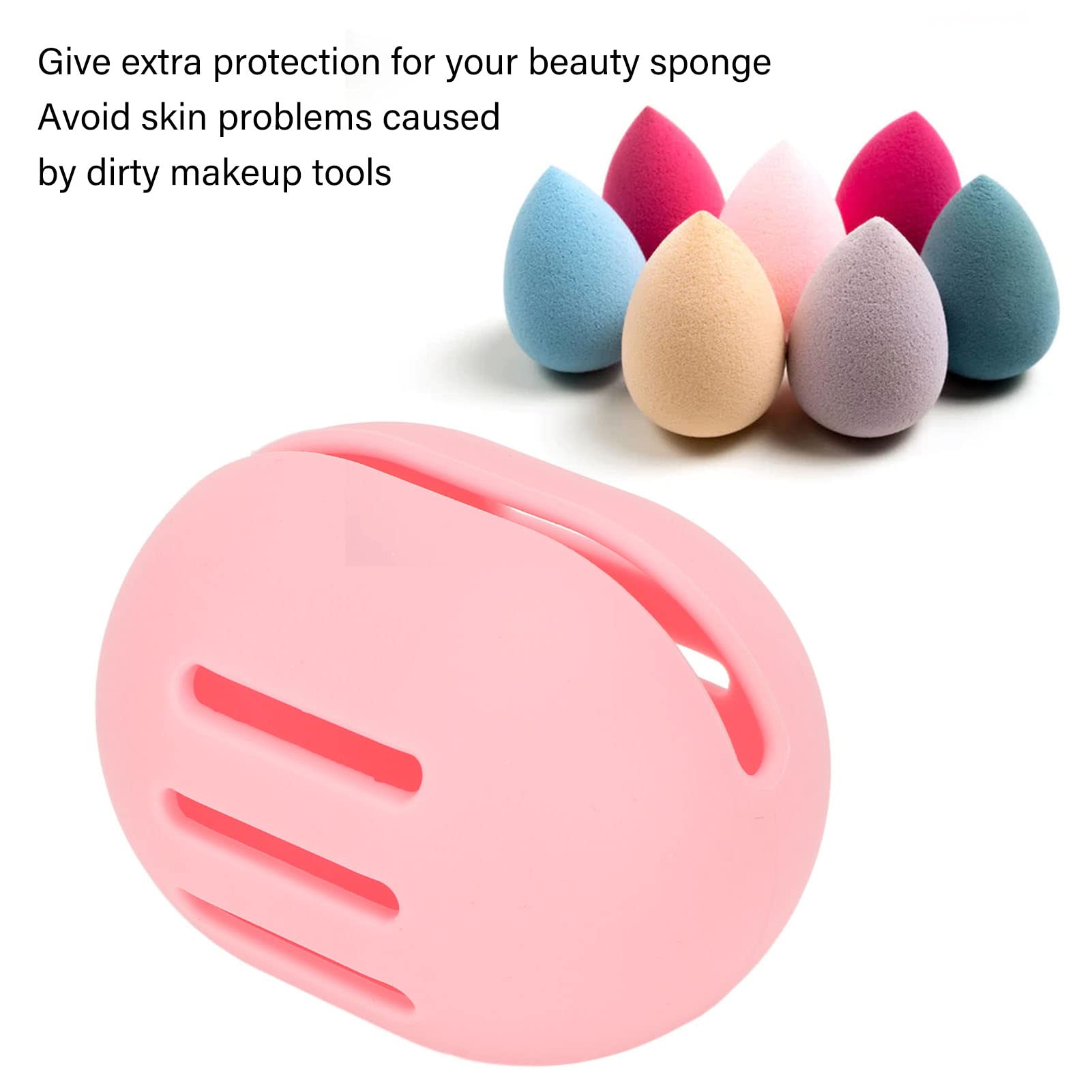 Silicone Makeup Sponge Holder - Travel Organizer for Beauty Blenders (Pink) - Perfect for On-the-Go Touchups