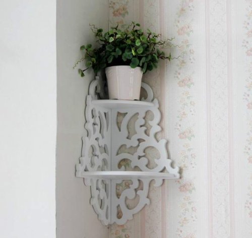 Creative White Corner Shelf - Pastoral Open Work Rack for Home Decor