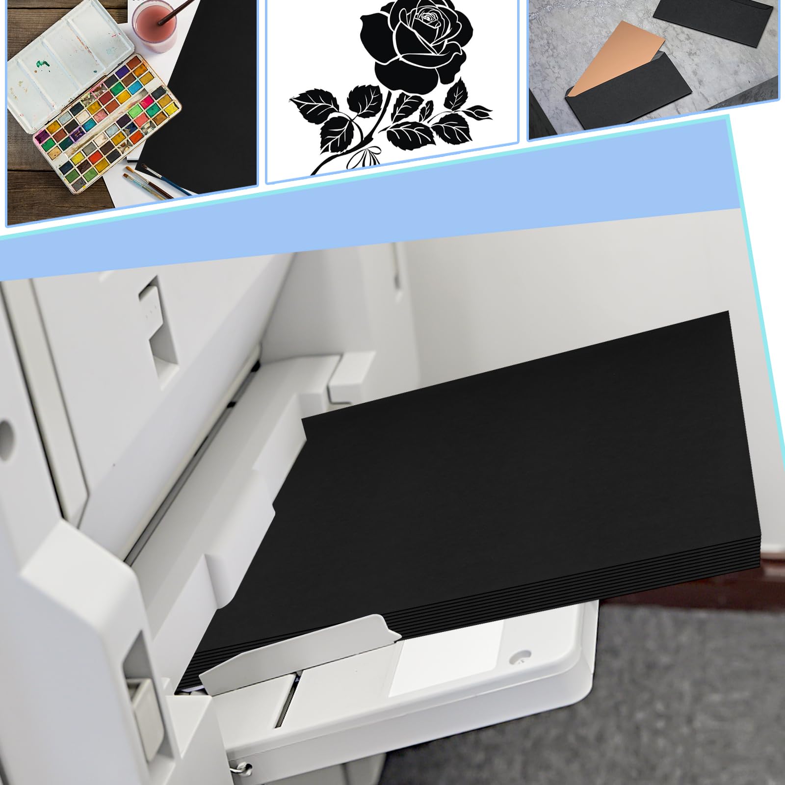 Premium 200 Sheets Black Cardstock Paper - 8.5
