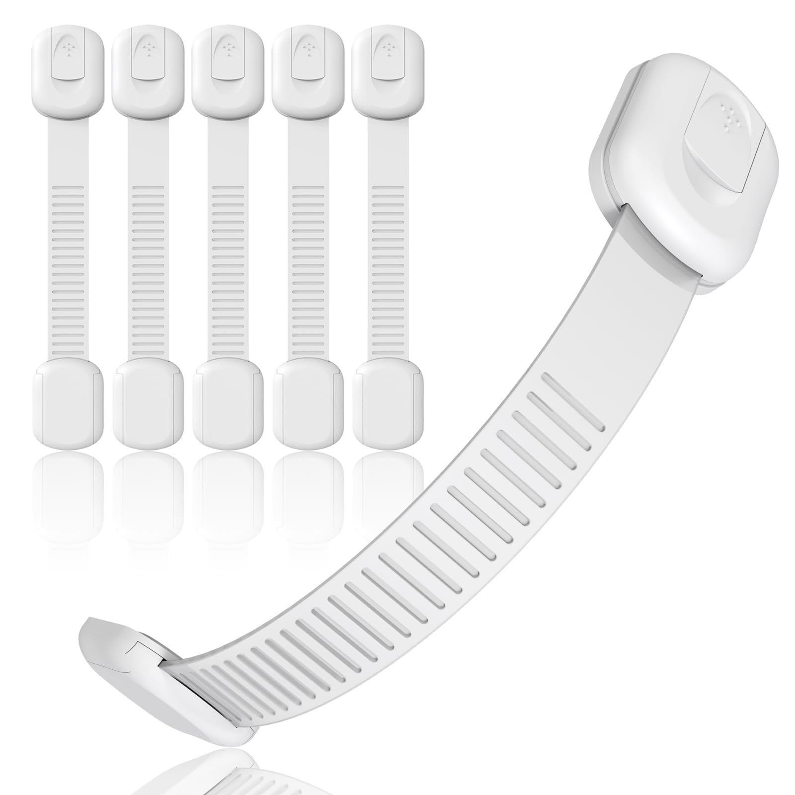 Baby Proofing Cabinet Locks (6 Pack) - Child Safety Strap Locks for Kitchen, Bathroom & Nursery - Easy Install Cabinet Latches for Toddler Protection