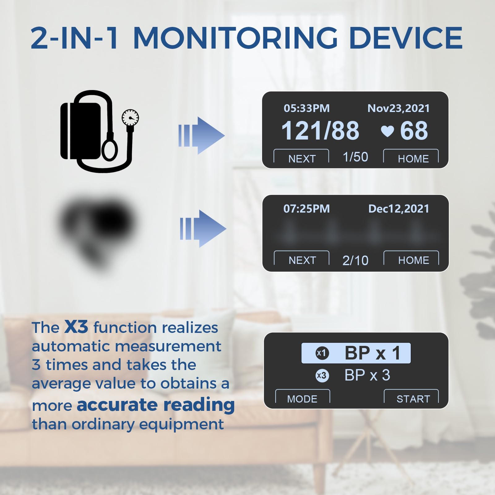 Checkme WiFi Blood Pressure Monitor - Bluetooth Automatic Arm Cuff, Smart Digital BP Machine with X3 Accuracy, Wireless & USB Rechargeable for Home Use - Free APP for iOS & Android - Perfect for Daily Health Tracking & Remote Patient Monitoring