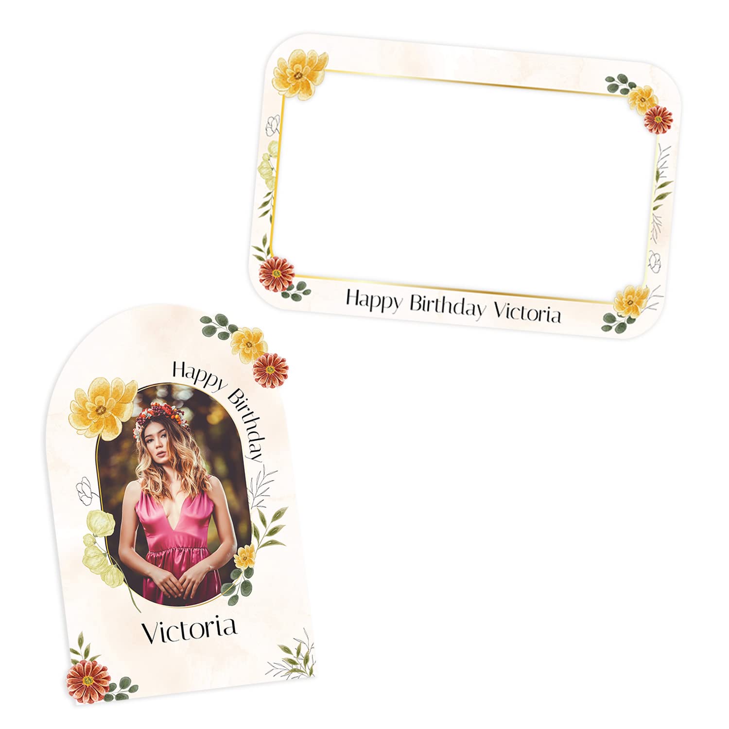 Custom Floral Birthday Party Sign & Photo Booth Frame Set - Personalized Photo Backdrop Decor for Birthday Celebrations - Perfect for Baby Showers, Bridal Showers & Anniversary Parties