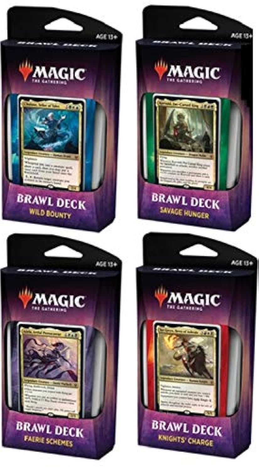 Magic The Gathering MTG Throne of Eldraine: Complete Set of 4 Brawl Decks for Collectors & Players - Perfect for Game Nights & Tournaments