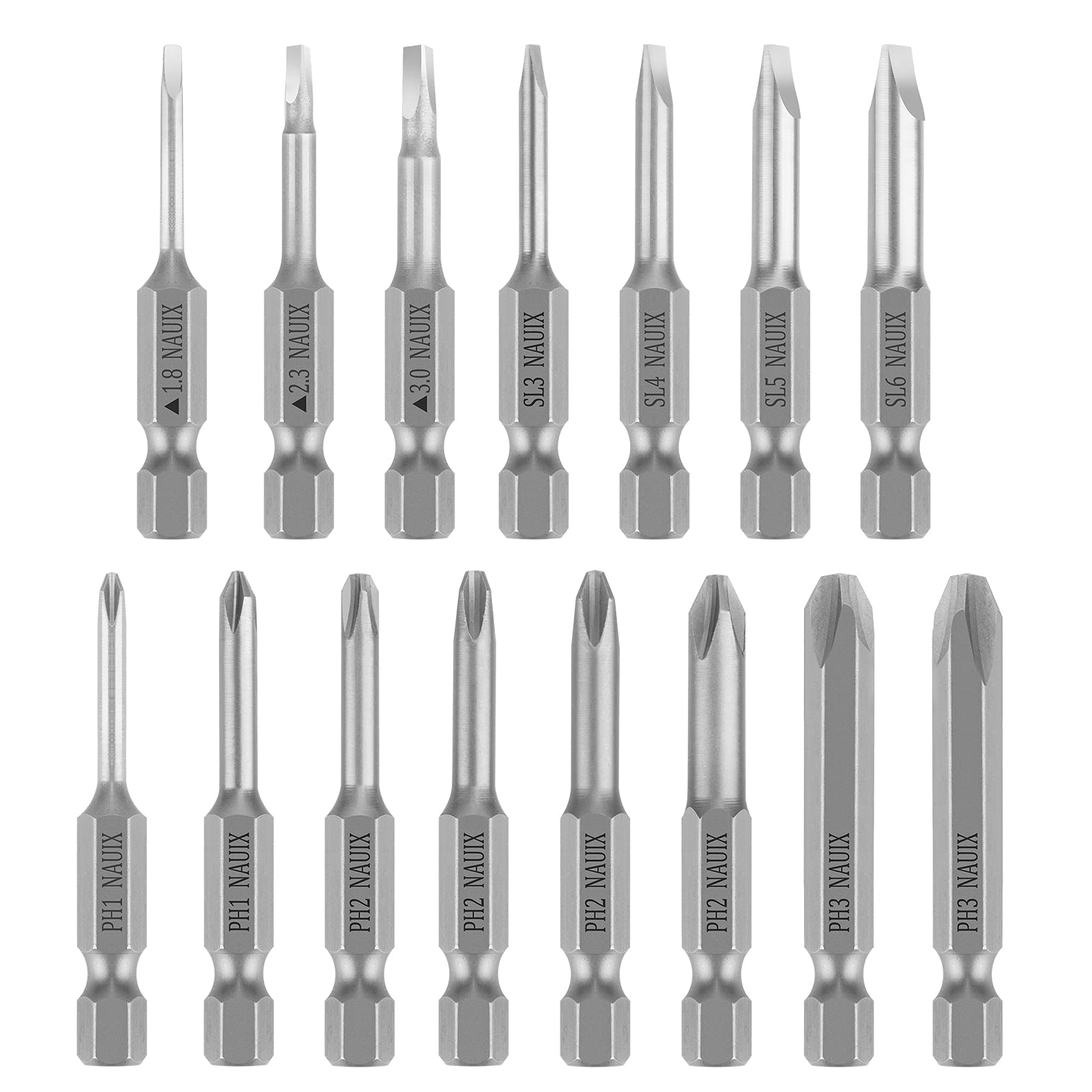 15-Piece Slotted Phillips Triangle Screwdriver Bit Set - 1/4