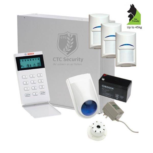 Bosch Solution 3000 Wireless Home Security Alarm System with 3 x Gen 2 TriTech Motion Detectors & Icon Keypad - Smart Intrusion Protection for House, Apartment & Business