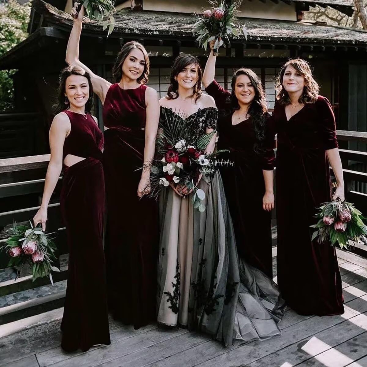 Elegant Black Off-Shoulder Gothic Lace Wedding Dress with Long Train - Perfect for Gothic, Alternative & Vampire-Themed Bridal Ceremonies & Halloween Costume Parties
