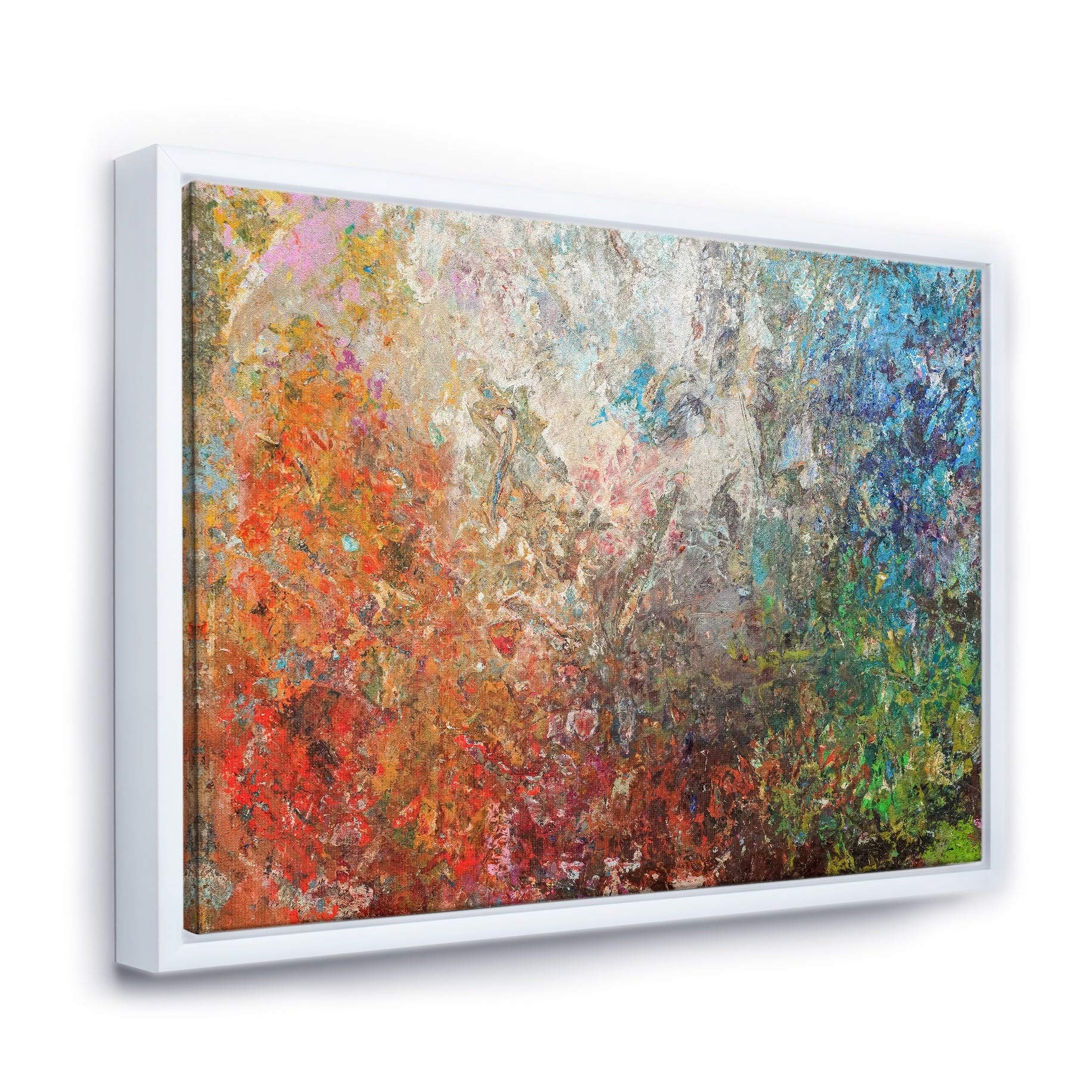 DESIGN ART Abstract Framed Canvas Print - Modern Stained Board Artwork 46x36 Inches - White Contemporary Wall Decor for Living Room, Bedroom & Office