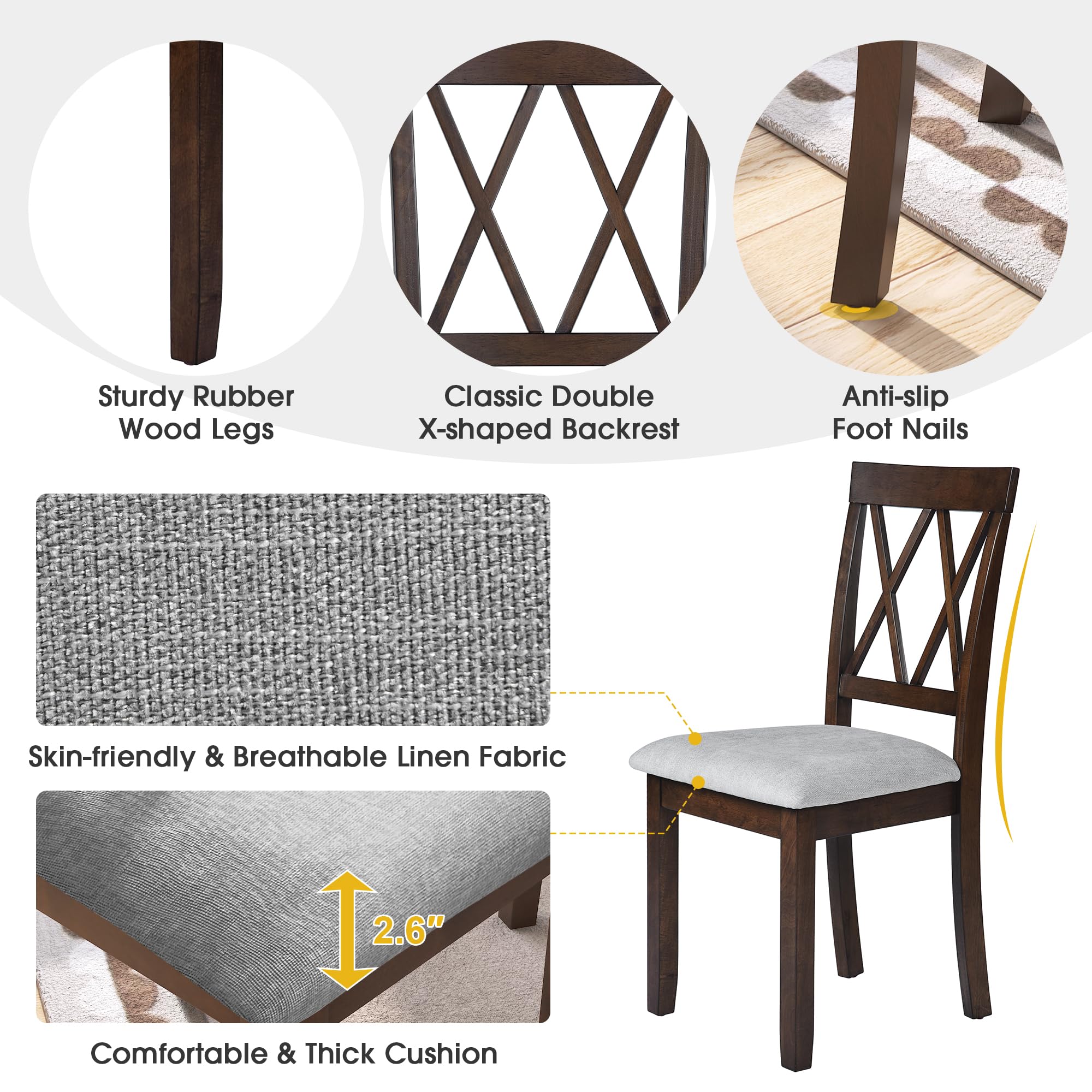P PURLOVE 5-Piece Stackable Bistro Dining Set for 4 - Wood Drop Leaf Table & 4 Chairs - Space Saving Kitchen & Small Apartment Furniture for Breakfast Nook, Balcony, or Outdoor Cafe Style Dining
