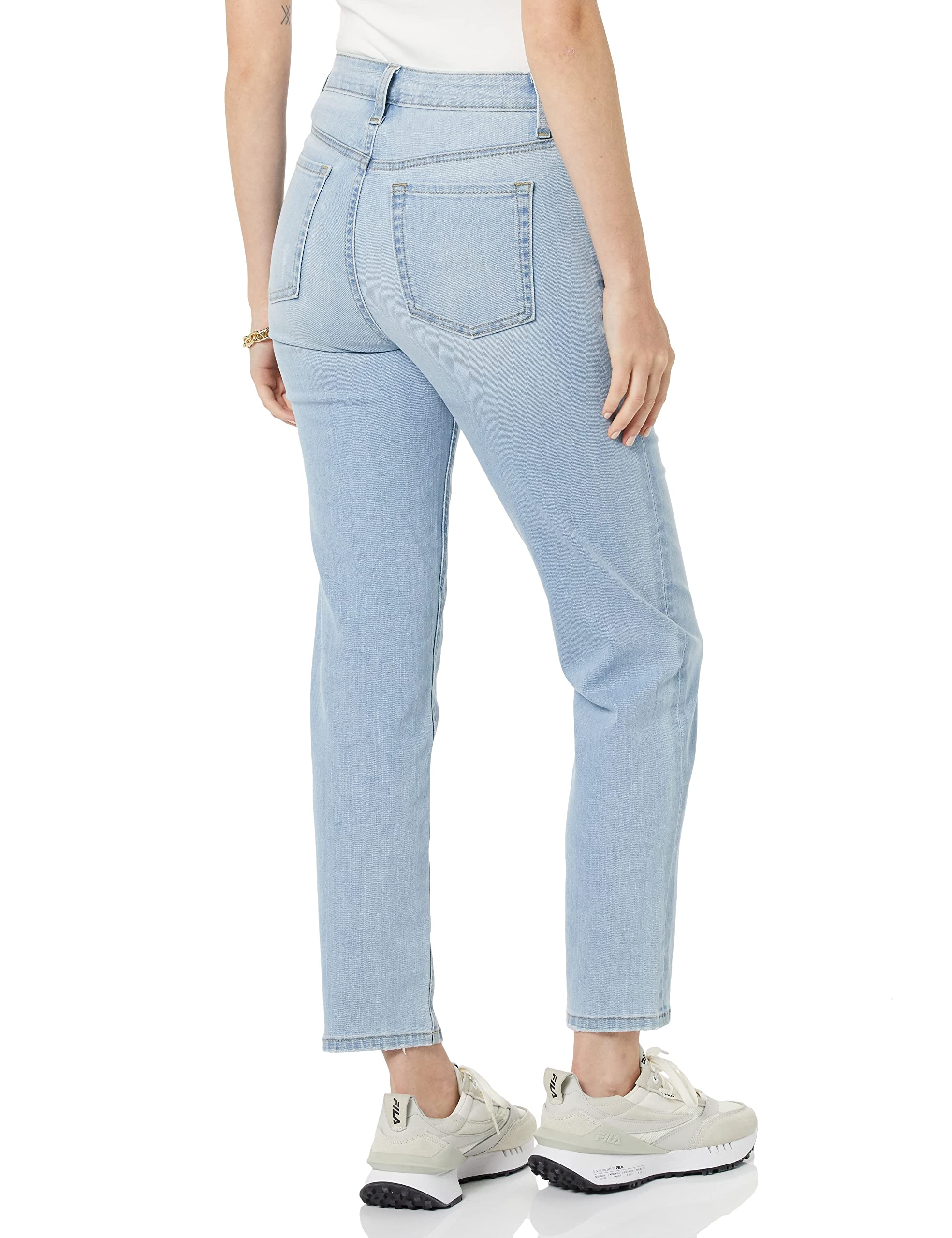 Amazon Essentials Women's High-Rise Straight Leg Jeans - Comfortable Stretch Denim Pants for Casual Wear & Everyday Outfits