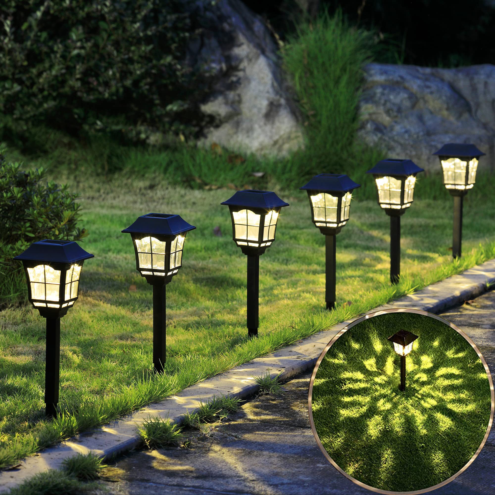 6 Pack Solar Pathway Lights Outdoor - Super Bright Waterproof & Corrosion Resistant Solar Garden Lights for Yard, Patio, Walkway, Driveway, Sidewalk, Lawn - Perfect for Landscape Lighting & Nighttime Safety