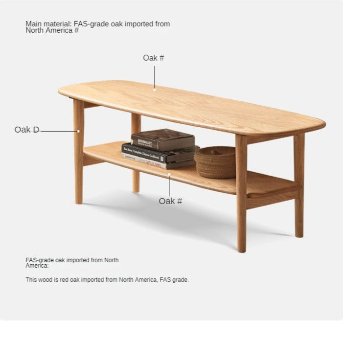 Minimalist Ultra Narrow Coffee Table - Solid Oak & Cherry Wood - Perfect for Small Spaces, Apartments, and Modern Living Rooms