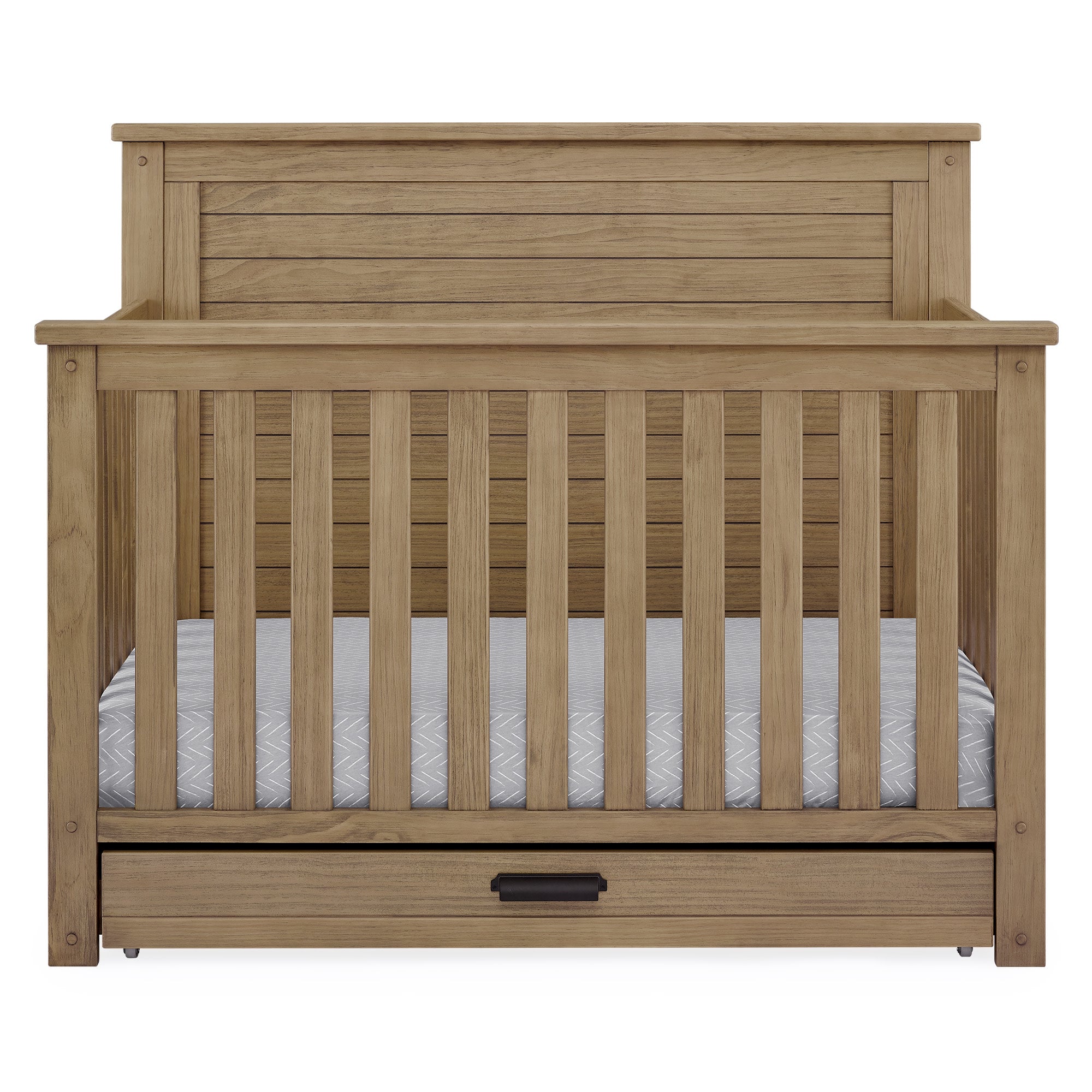Caden 6-in-1 Convertible Baby Crib with Trundle Drawer - Nursery Bed Transforms to Toddler Bed, Daybed & Full Size Bed - Perfect for Small Spaces & Growing Families