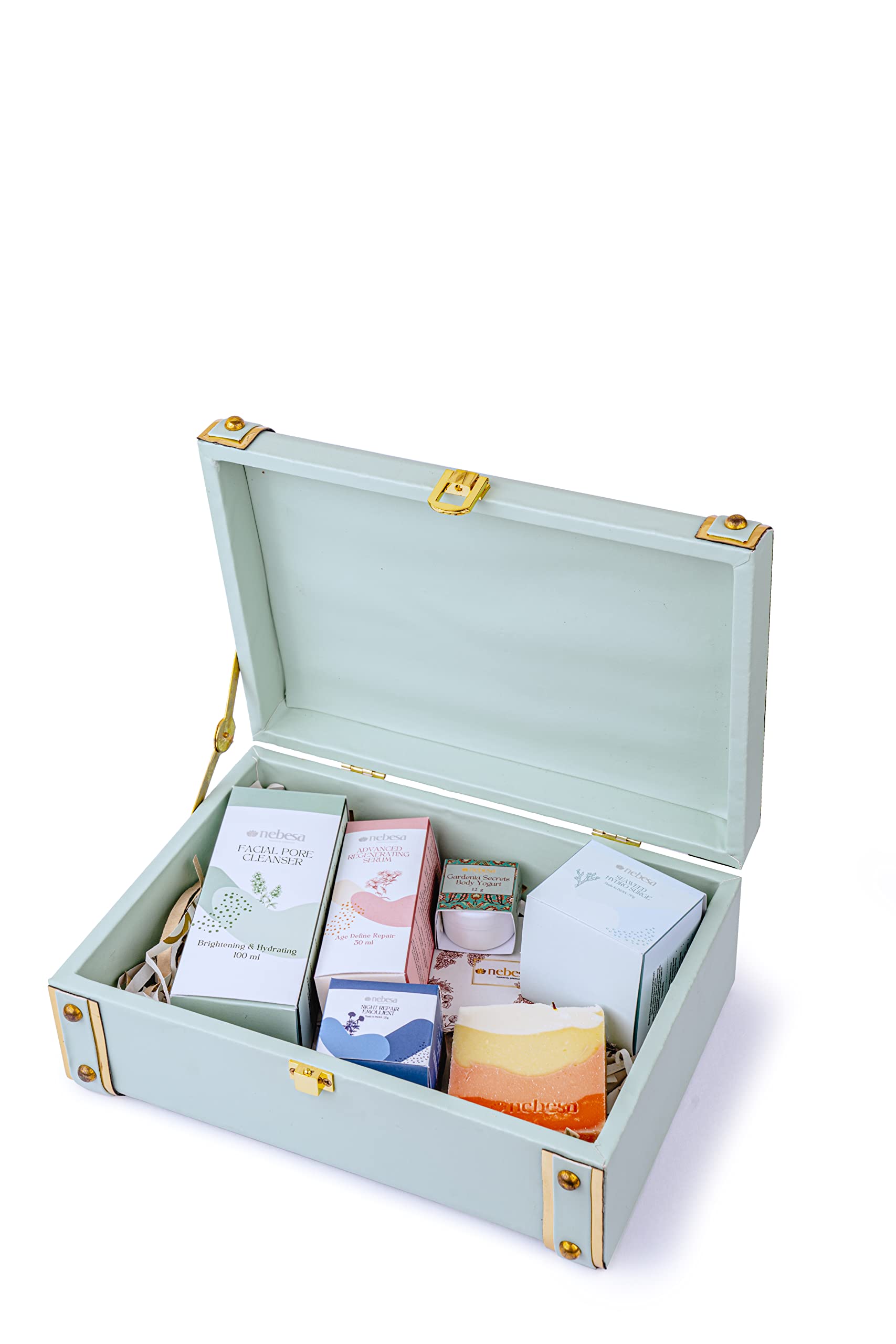 Nebesa Organics Skincare Set - Pore Cleansing Face Wash, Regenerating Serum, Night Cream, Hydro Surge Cream & Nargis Spice Soap Bar | Anti-Aging Body Yogurt Gift Set for Healthy Glowing Skin | Perfect for Daily Skincare Routine & Spa-Like Self-Care at Home