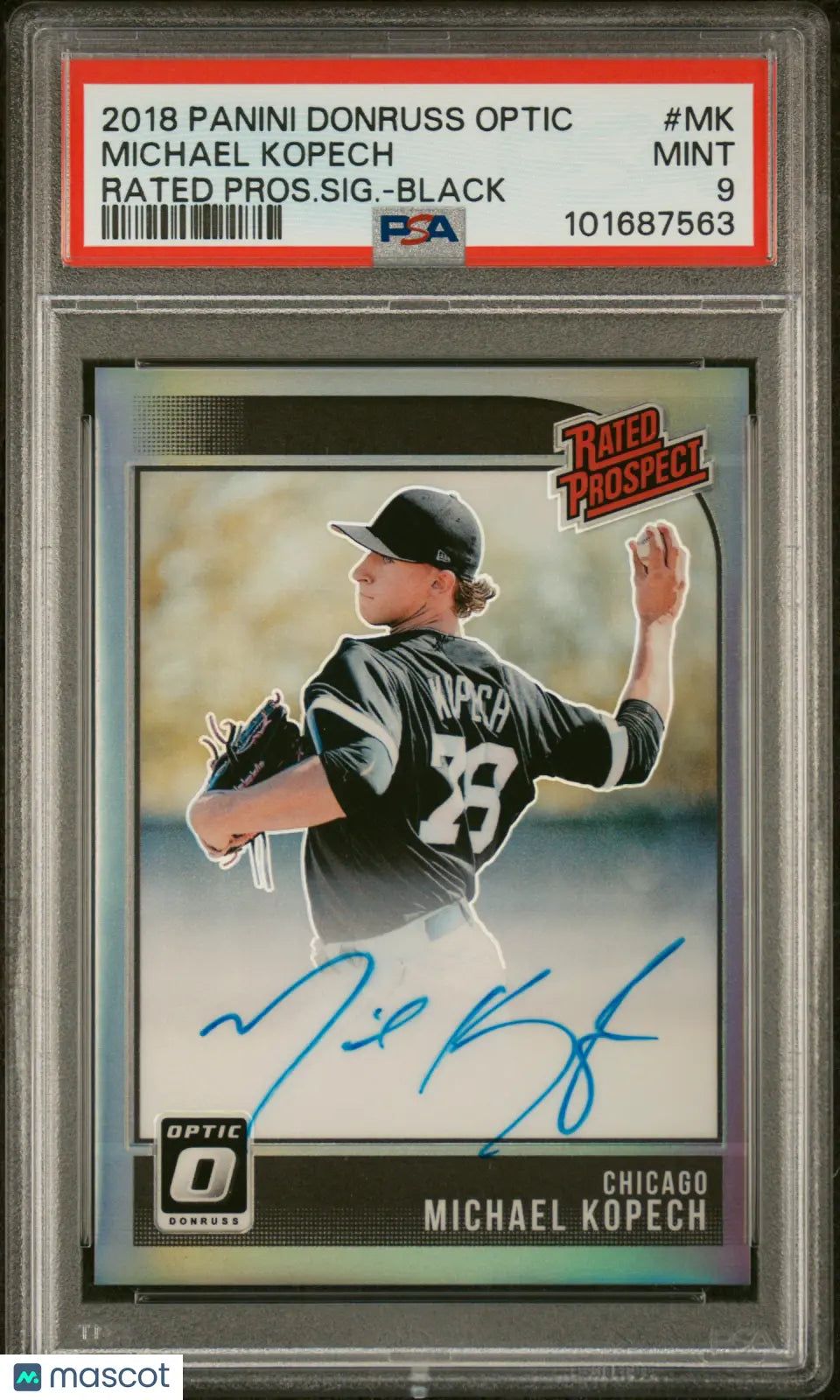 2018 Donruss Optic Rated Prospect Michael Kopech Autographed Baseball Card PSA 9 /25 - Perfect for Sports Collectors and Baseball Memorabilia Enthusiasts