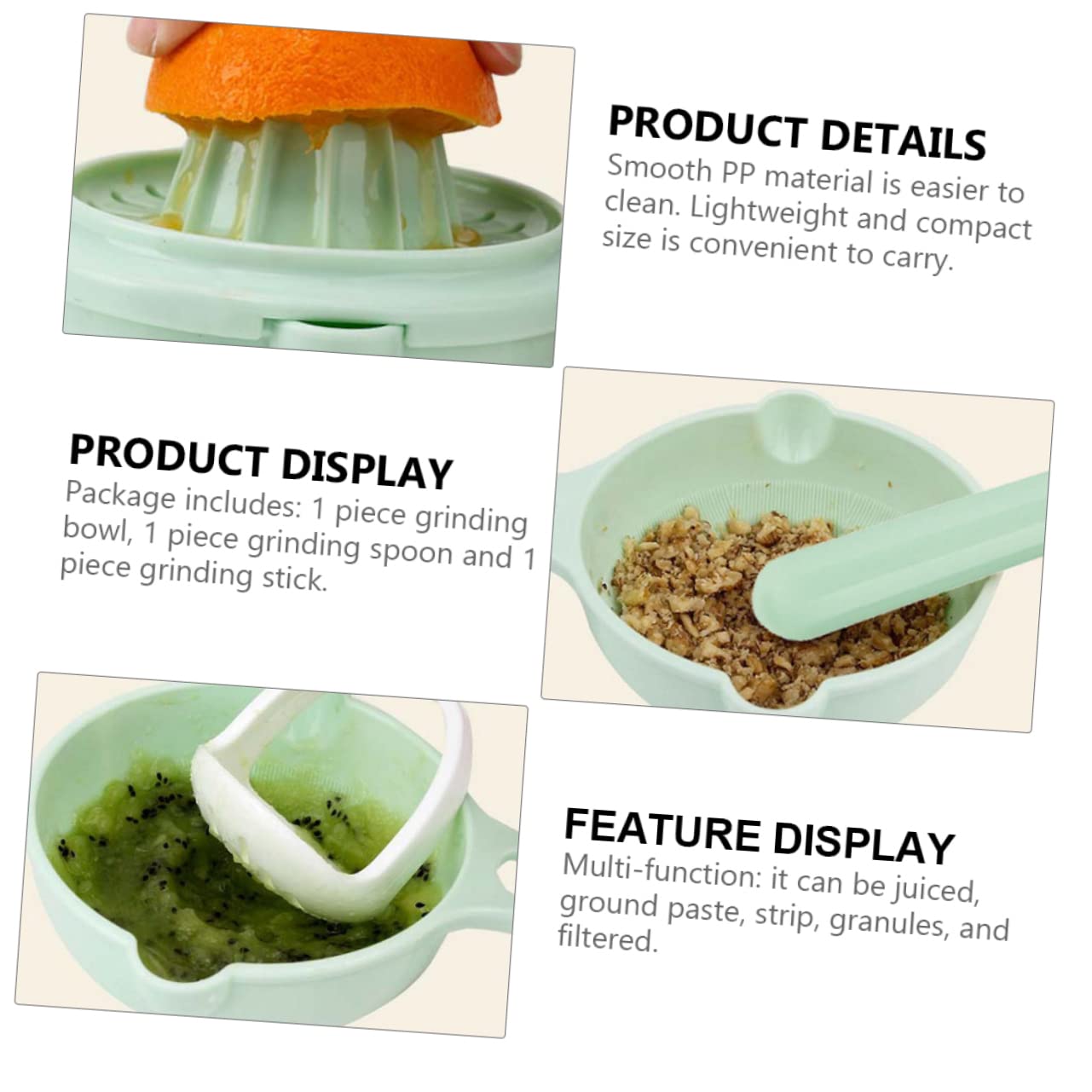 Toyvian Baby Food Bowl Set - Manual Grinding Bowl & Puree Maker for Infants | Weaning Tool with Easy Cleaning & Dishwasher Safe | Perfect for Homemade Baby Food & First Solid Meals