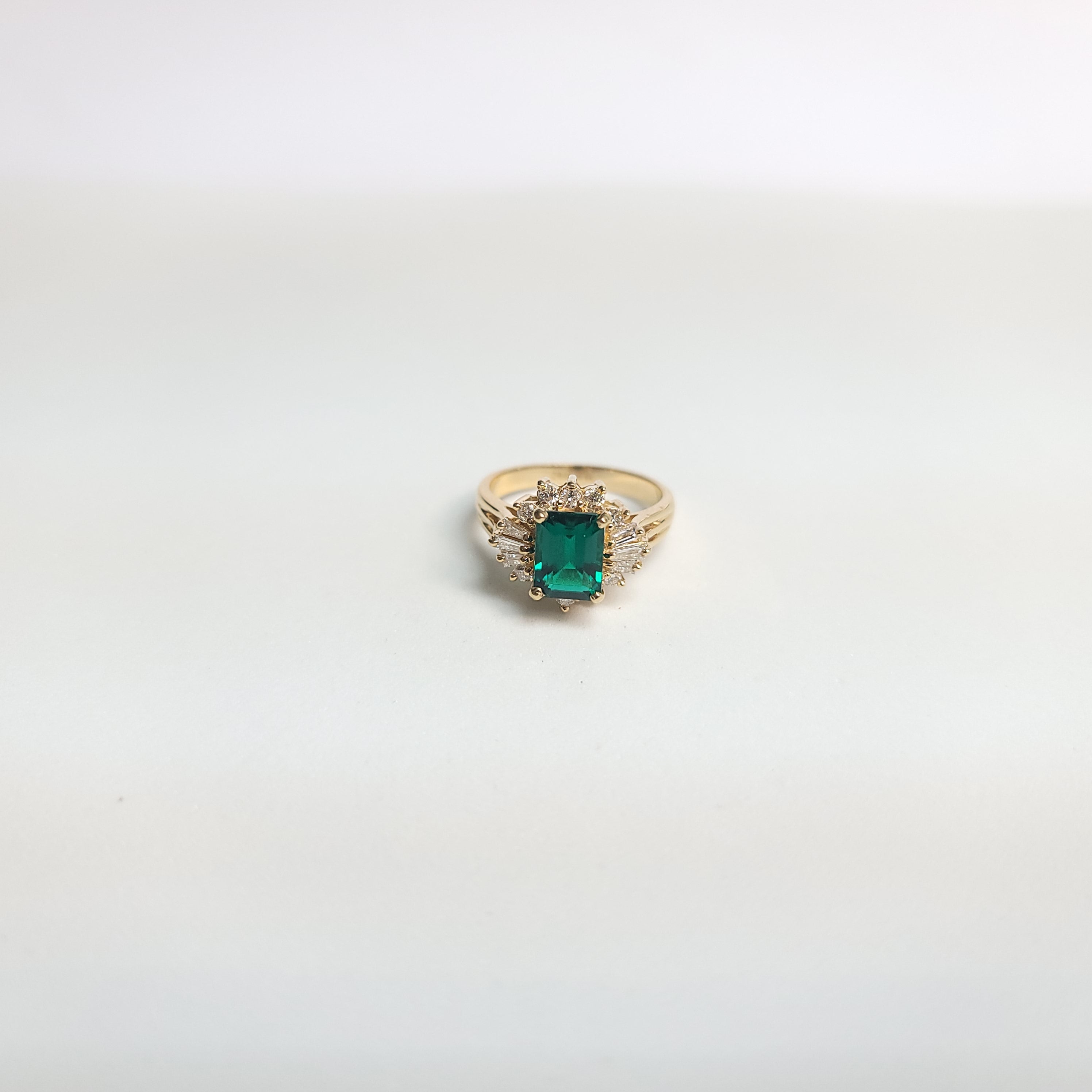 Lab-Created Emerald and Diamond Halo Engagement Ring - 14K Gold Wedding Band for Women, Perfect for Proposals, Anniversaries & Special Occasions