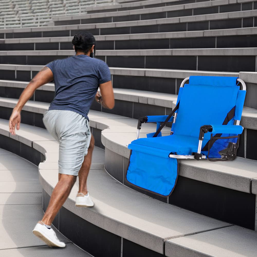 Foldable Stadium Seat with Padded Cushion, Armrest & Cup Holder - Portable Folding Bleacher Chair for Outdoor Sports, Concerts & Picnics - Comfortable Seating for Football, Baseball, Soccer Games & Events