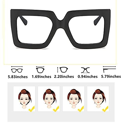 Bullabulling Oversized Square Blue Light Blocking Reading Glasses - Anti-Eye Strain Gradient Cat Eye Fashion Frames for Women & Men - Perfect for Computer Work, Reading, and Stylish Everyday Wear
