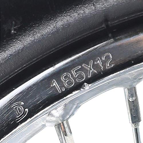 3.00-12 Dirt Pit Bike Rear Wheel Tire Rim with 12mm Bearing, Brake Disc Rotor & Sprocket - Compatible with 80/100-12 Tires | Off-Road, Motocross & Trail Riding Accessories