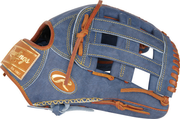 Rawlings Heart of the Hide Denim Baseball Gloves - Premium Leather RGGC Model PRO3039 6D 12.75 Inch (October 2024) - Perfect for Professional Players & Training Sessions