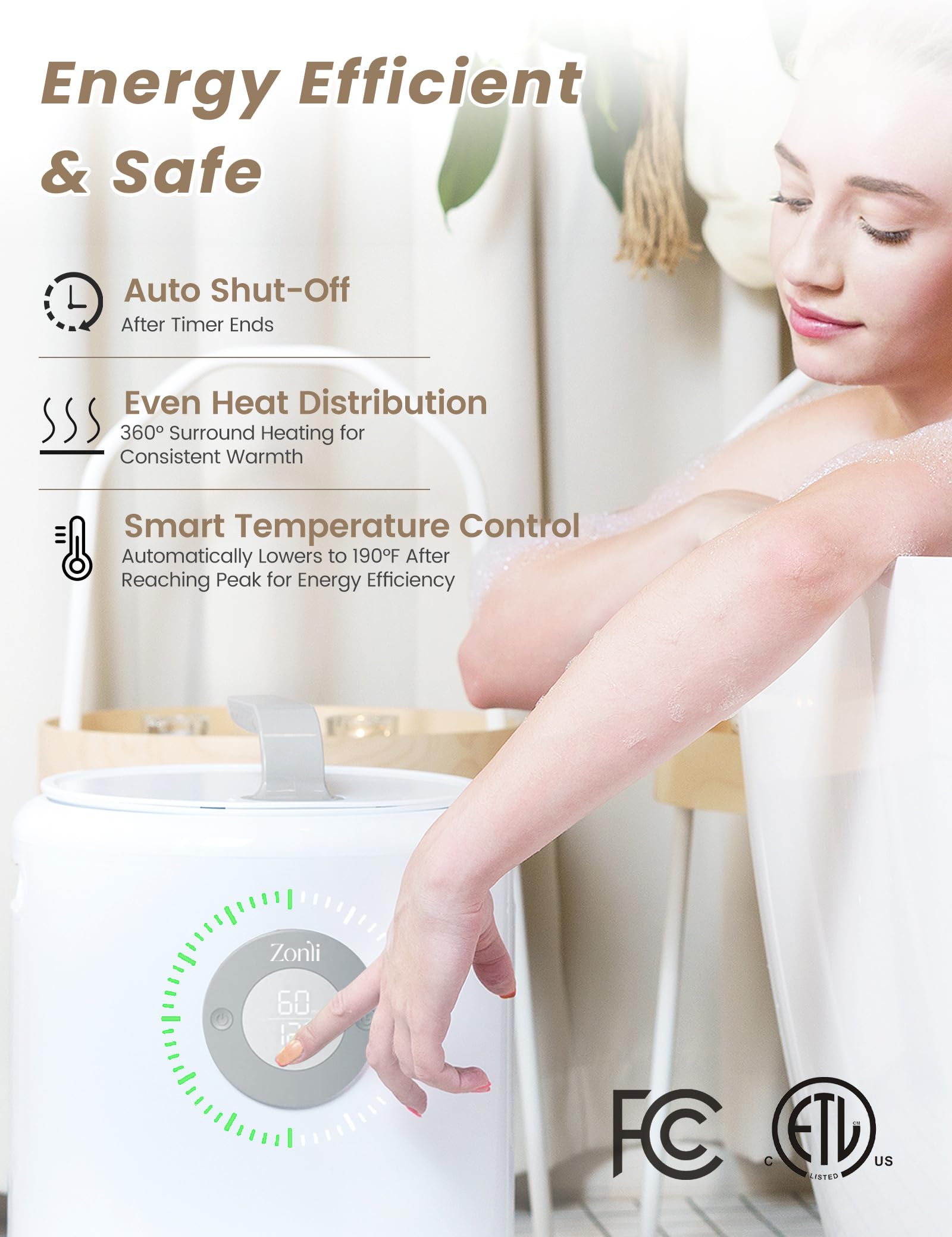 Premium ZonLi Towel Warmer - Large Luxury Heated Towel Warmer Bucket for Bathroom with Auto Shut-Off & Adjustable Timer | Holds 2 Oversized Towels, Blankets & Bathrobes | Includes Scented Discs | Perfect for Spa, Hotel & Home Relaxation