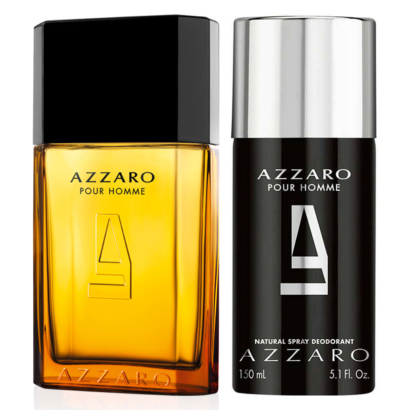 Azzaro Pour Homme Travel Exclusive Gift Set for Men - 100ML EDT Spray & 150ML Natural Deodorant Spray - Perfect for Business Trips, Gym & Everyday Use