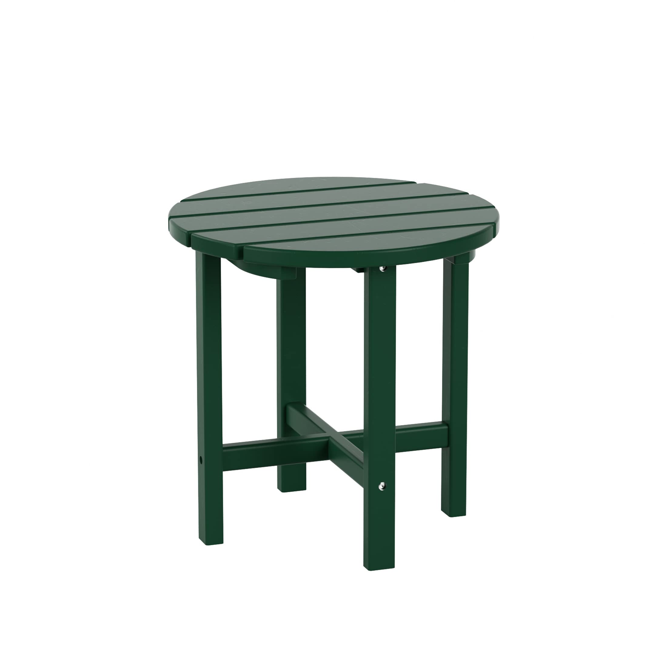 2-Piece WO Home Outdoor Adirondack Chair Set with Side Table - Durable Poly Lumber Retro Patio Furniture for Beach, Garden, Backyard & Balcony - Dark Green | Perfect for Relaxing, Sunbathing & Outdoor Entertaining