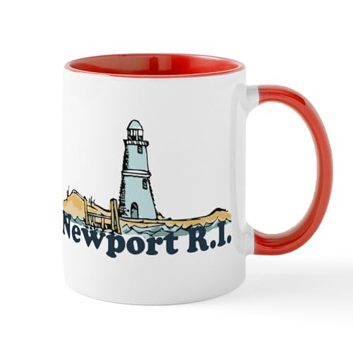 White/Red Inside - Newport Beach RI Lighthouse Design Mug
