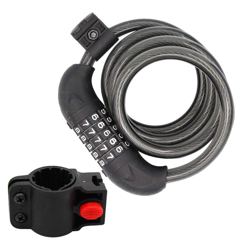 Heavy Duty Motorcycle Disc Lock - 5-in-1 Anti-Theft Bike Chain Lock with Combination for Mountain Bikes, Iron Sliding Door & Cable Security - Perfect for Outdoor Parking, Garage Storage & Travel Protection